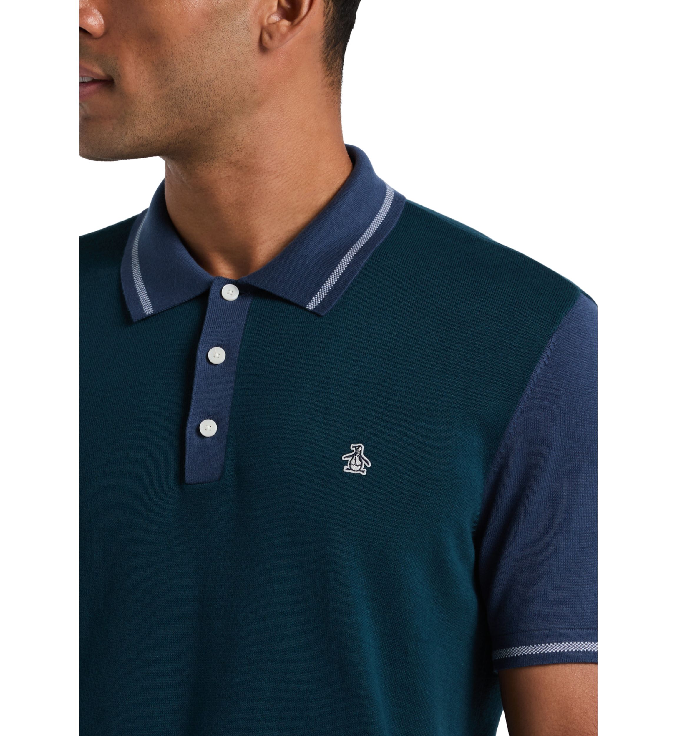 Colorblock Short Sleeve Cotton Sweater Polo Shirt