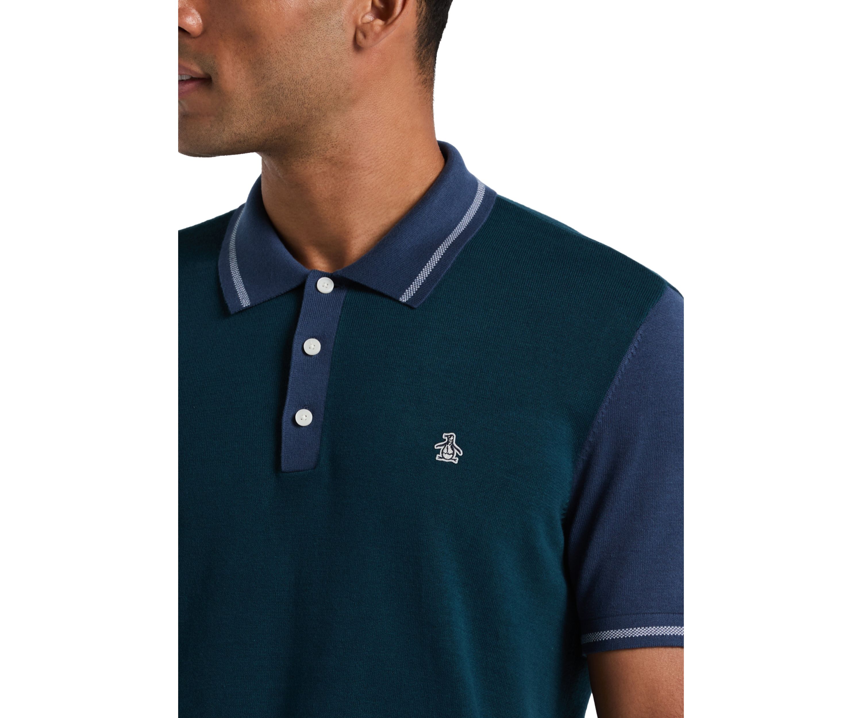 Colorblock Short Sleeve Cotton Sweater Polo Shirt