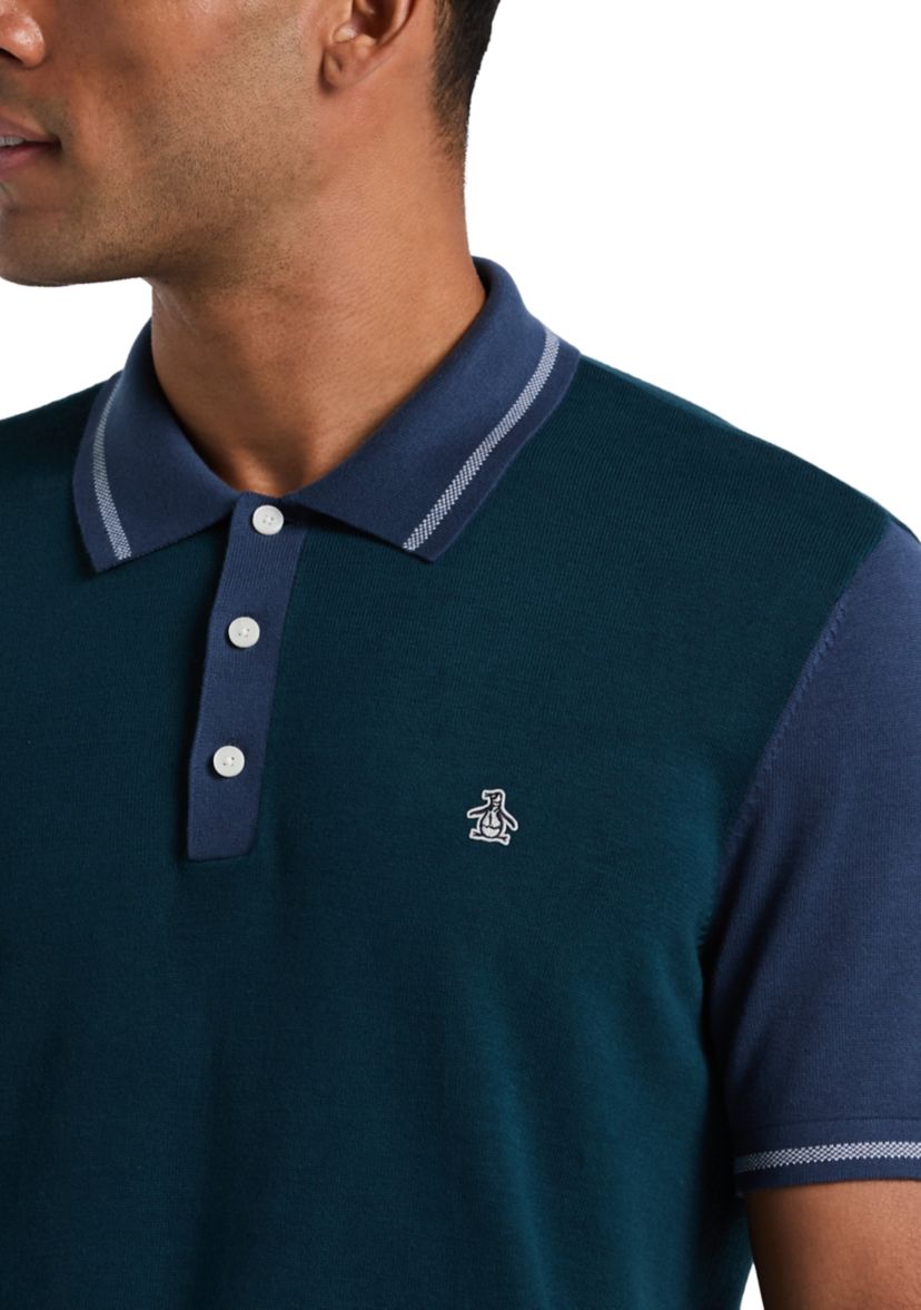 Colorblock Short Sleeve Cotton Sweater Polo Shirt