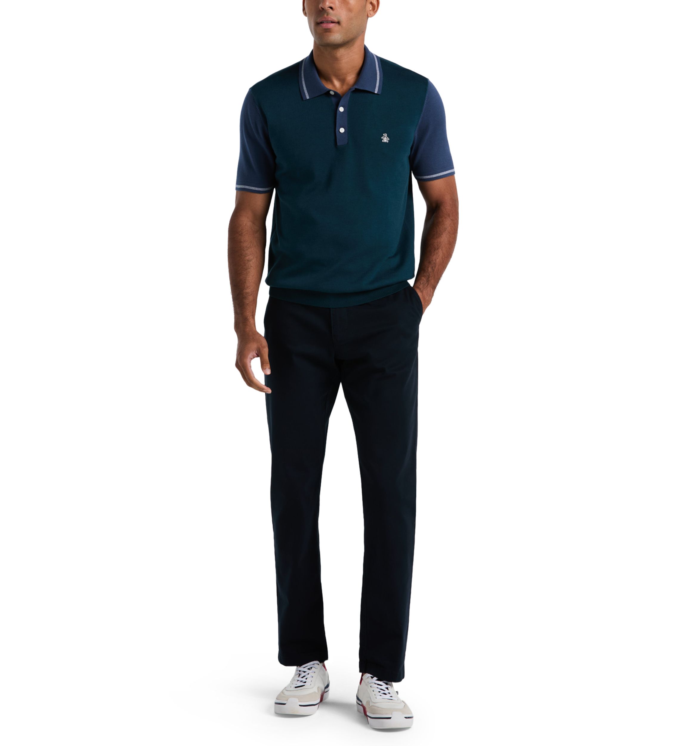Colorblock Short Sleeve Cotton Sweater Polo Shirt