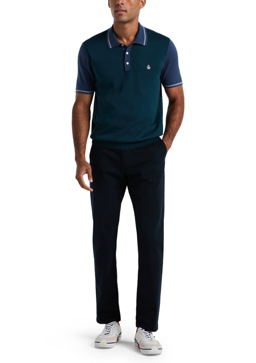 Colorblock Short Sleeve Cotton Sweater Polo Shirt