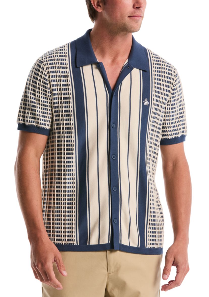 Original Penguin Men's Plaid Striped Button Front Sweater Polo | Belk