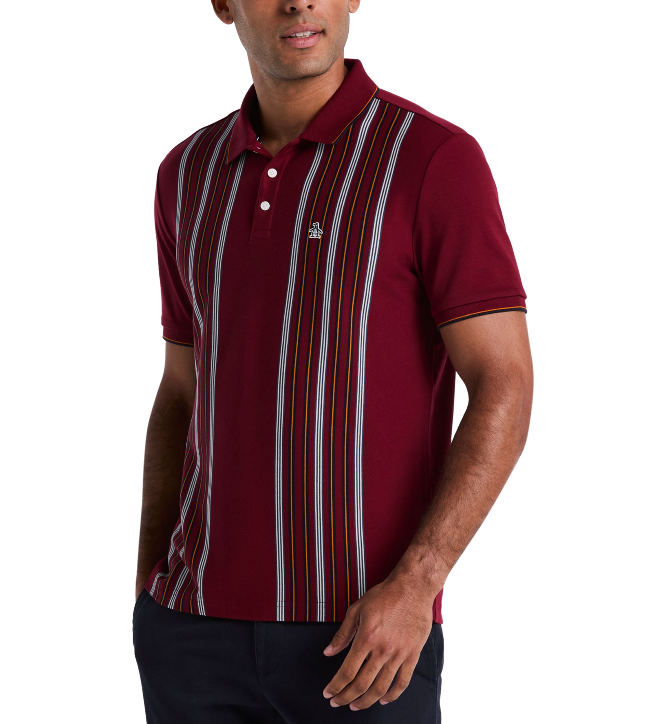 Cotton Interlock Vertical Stripe Short Sleeve Polo Shirt