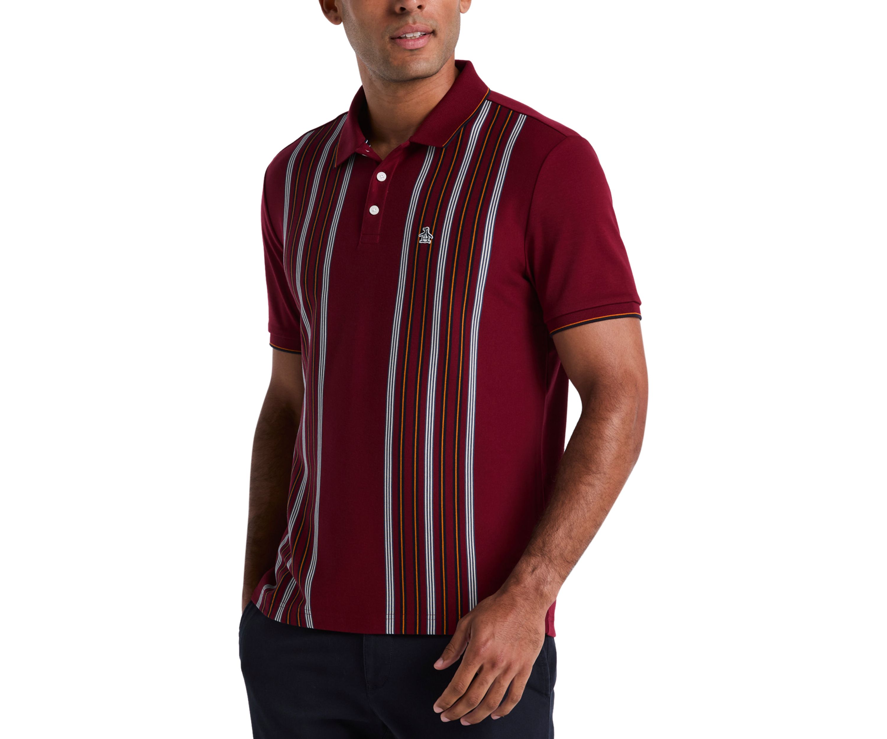 Cotton Interlock Vertical Stripe Short Sleeve Polo Shirt