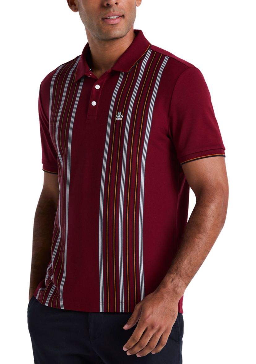 Cotton Interlock Vertical Stripe Short Sleeve Polo Shirt