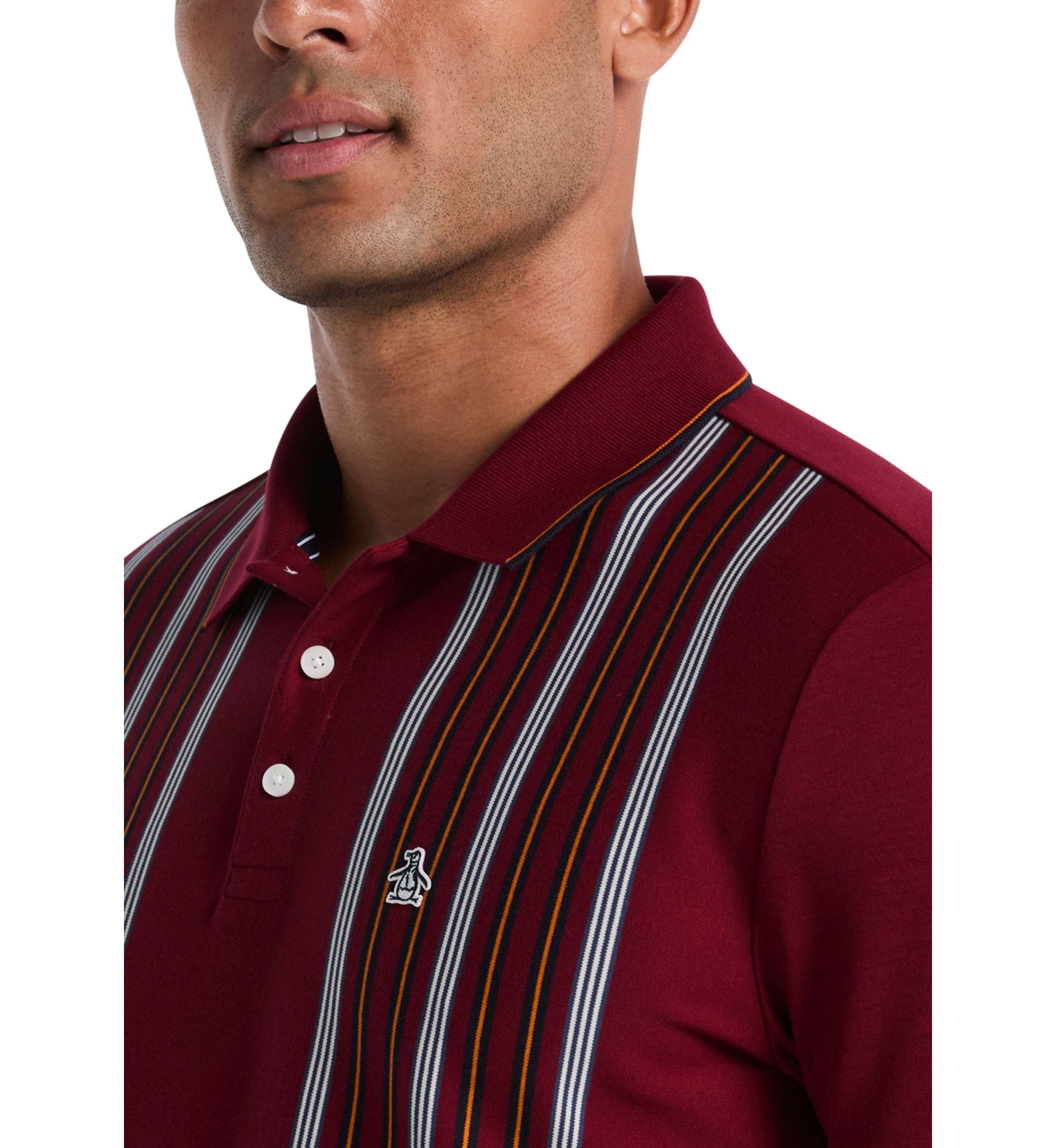 Cotton Interlock Vertical Stripe Short Sleeve Polo Shirt