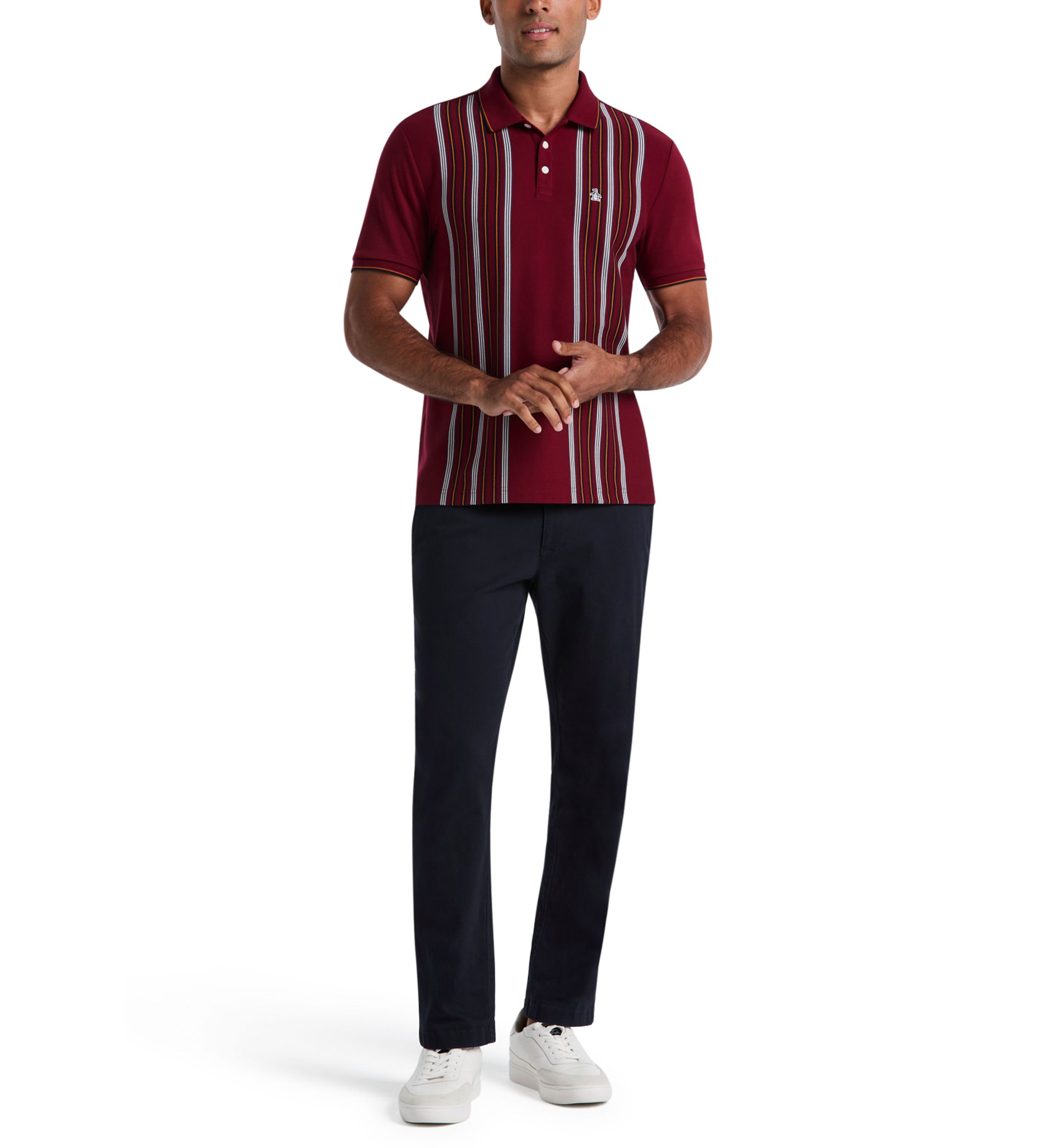 Cotton Interlock Vertical Stripe Short Sleeve Polo Shirt