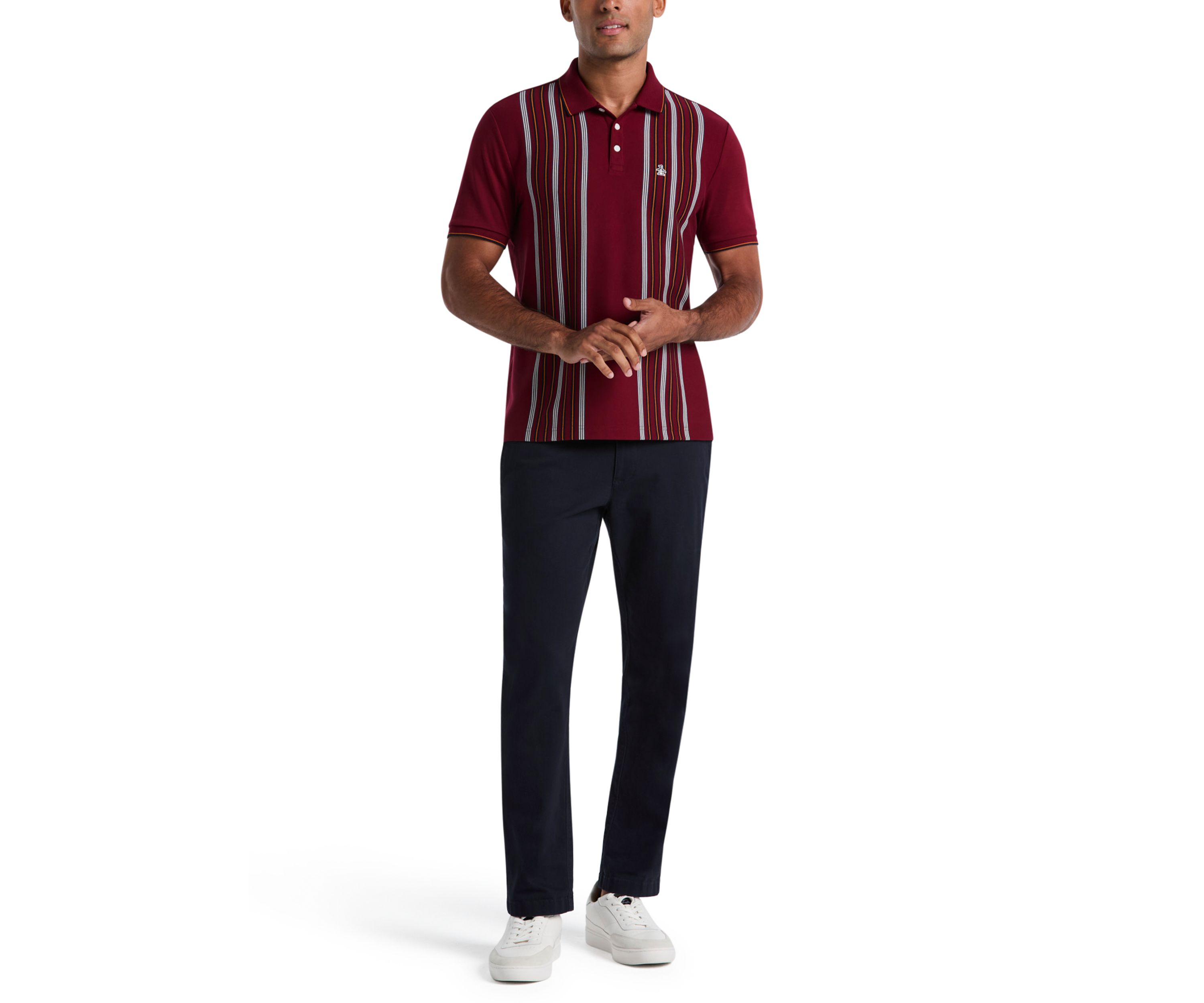 Cotton Interlock Vertical Stripe Short Sleeve Polo Shirt