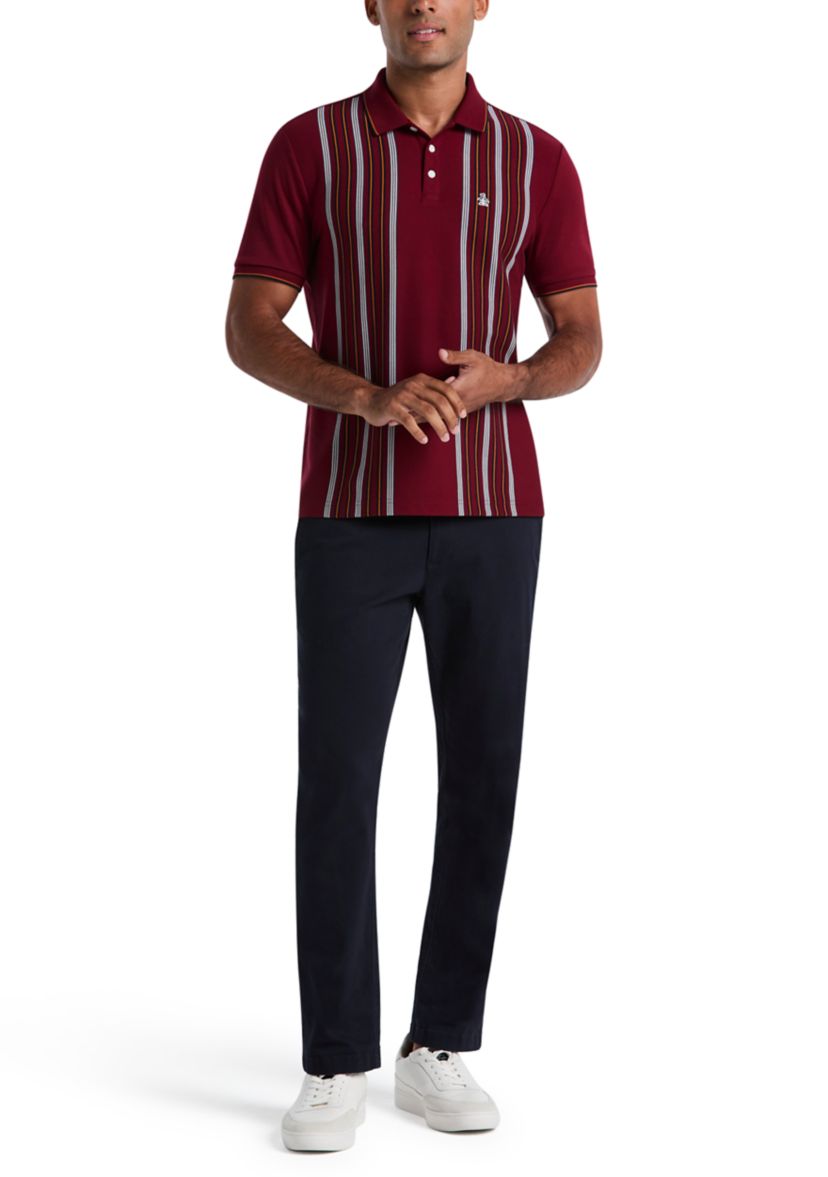 Cotton Interlock Vertical Stripe Short Sleeve Polo Shirt