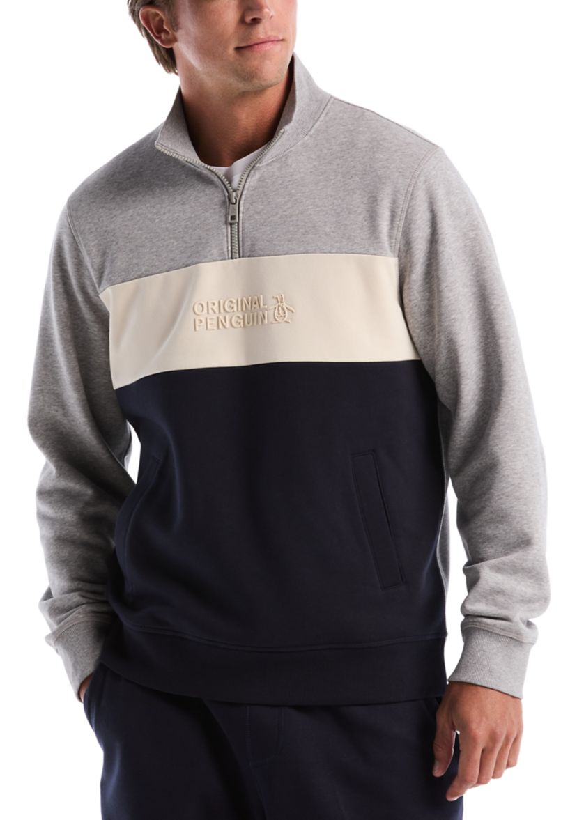 Mens Color-Blocked Fleece Pullover