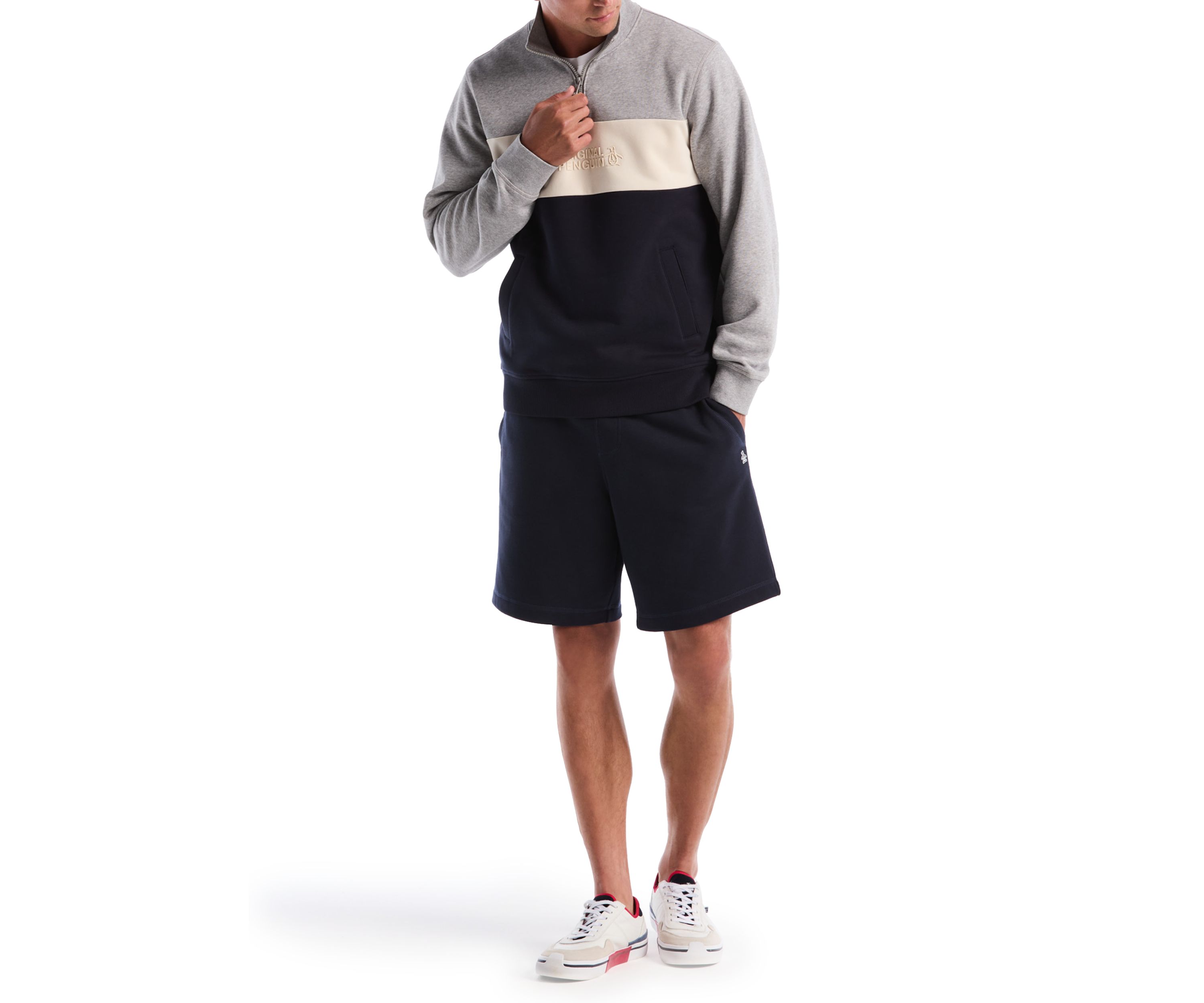 Mens Color-Blocked Fleece Pullover