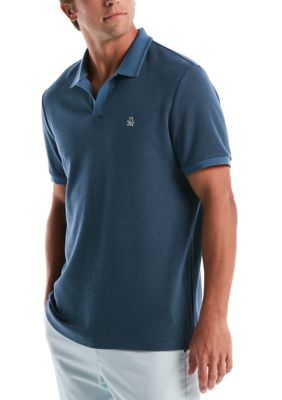 Original Penguin Men's Honeycomb Johnny Collar Jacquard Polo Shirt, Blue, Small