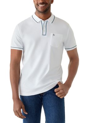 Original Penguin Men's Tipped Jersey Polo Shirt, White, 2XL