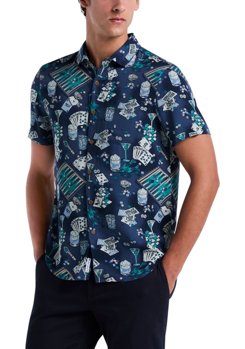 Short Sleeve Poker Table Print Polo Shirt