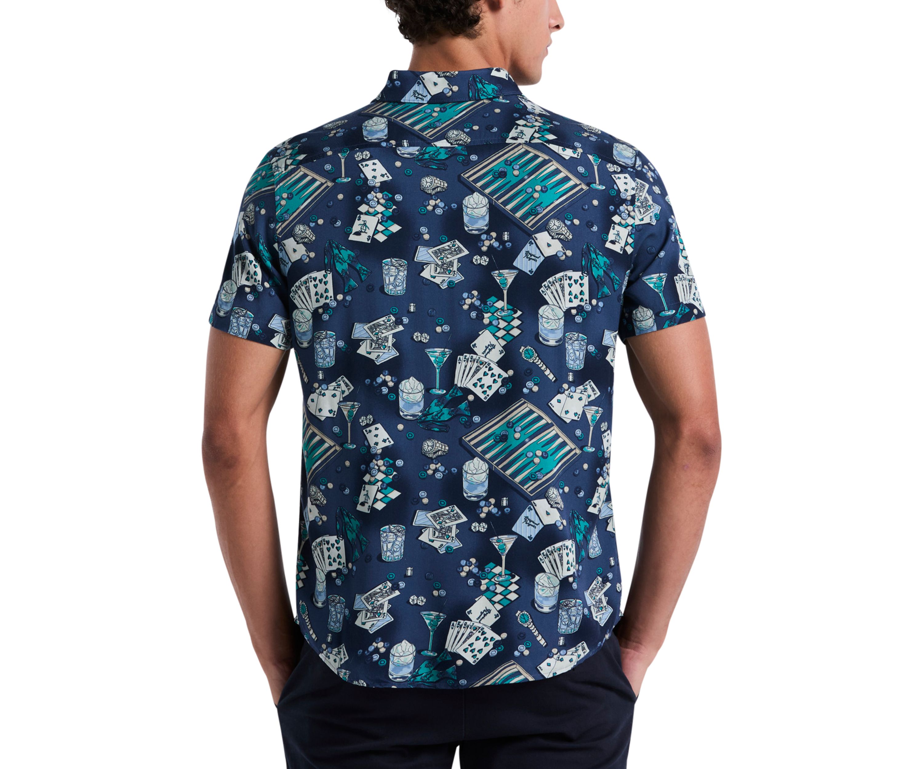 Short Sleeve Poker Table Print Polo Shirt