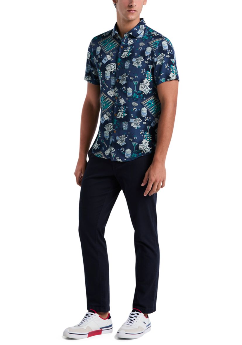 Short Sleeve Poker Table Print Polo Shirt
