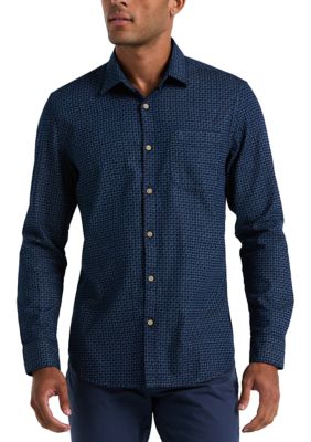 Original Penguin Men's Long Sleeve Oxford Printed Shirt, XL