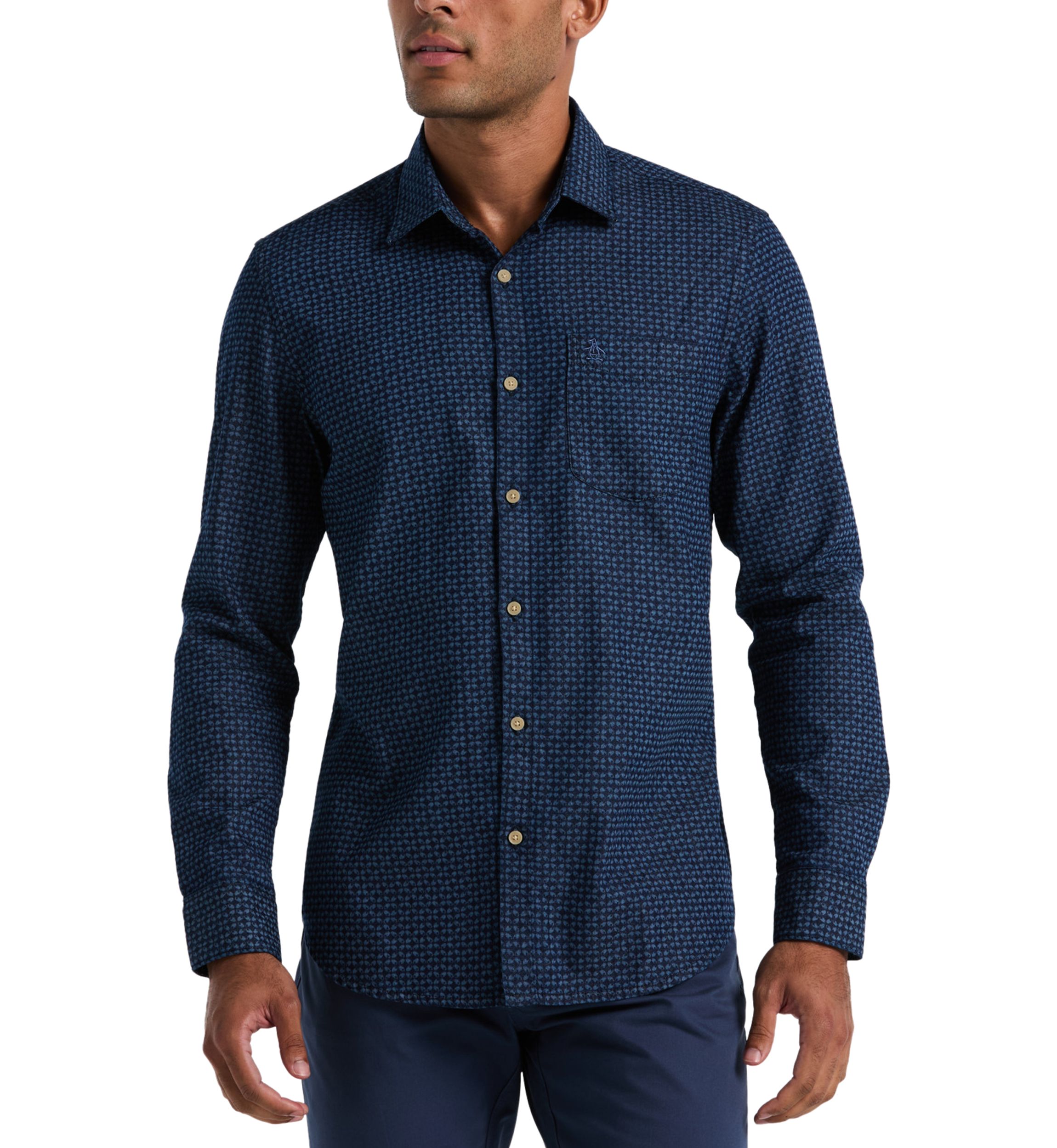Mens Long Sleeve Oxford Printed Shirt