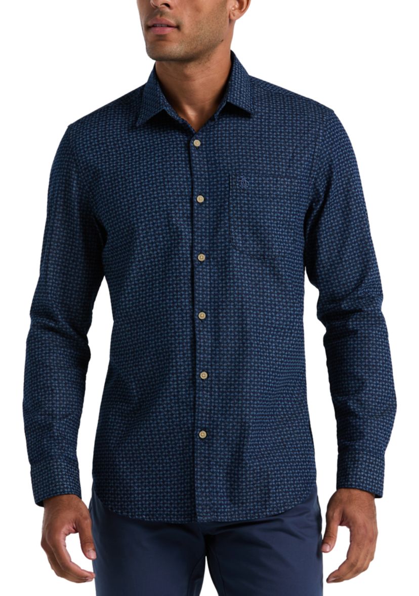 Mens Long Sleeve Oxford Printed Shirt