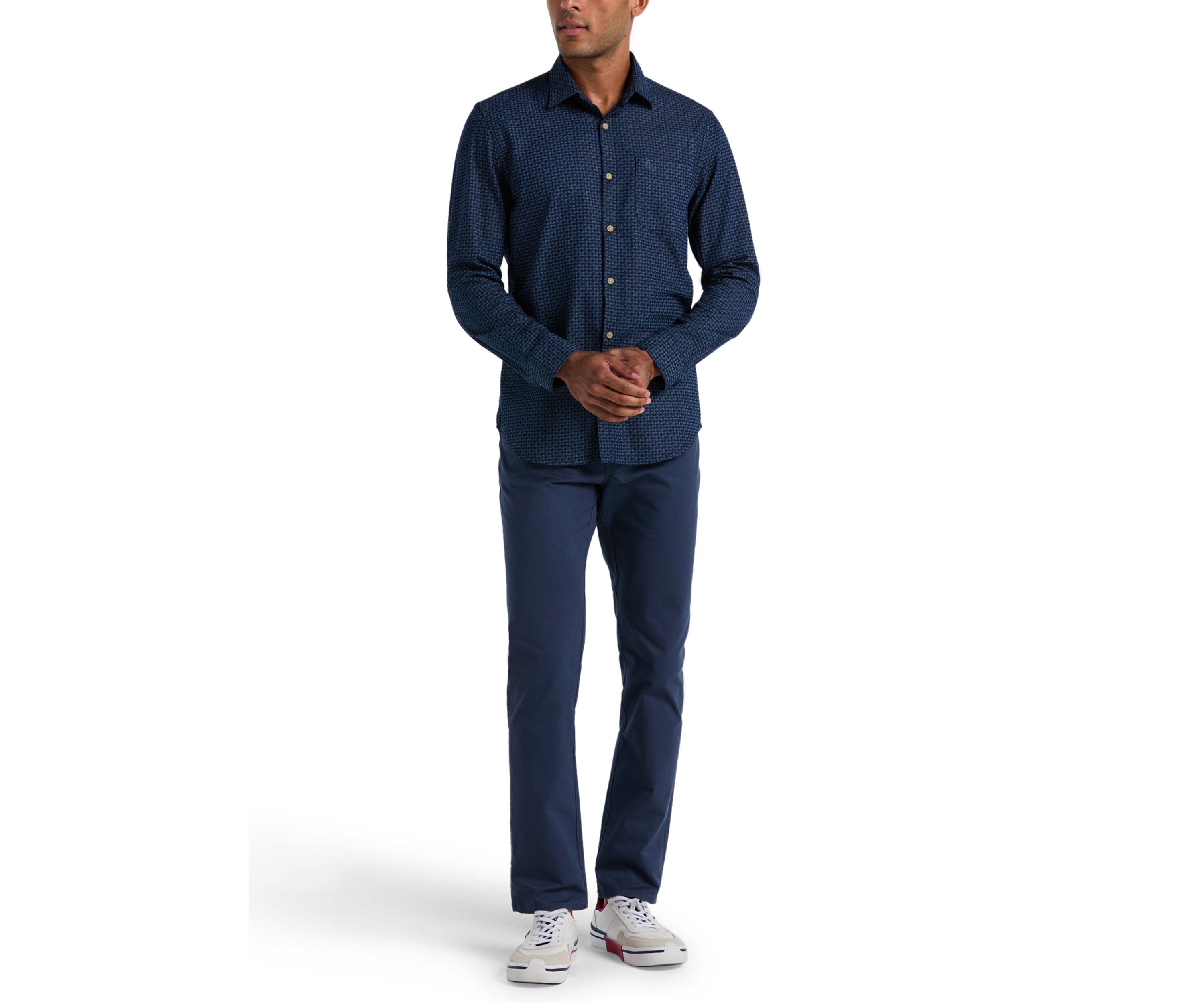 Mens Long Sleeve Oxford Printed Shirt