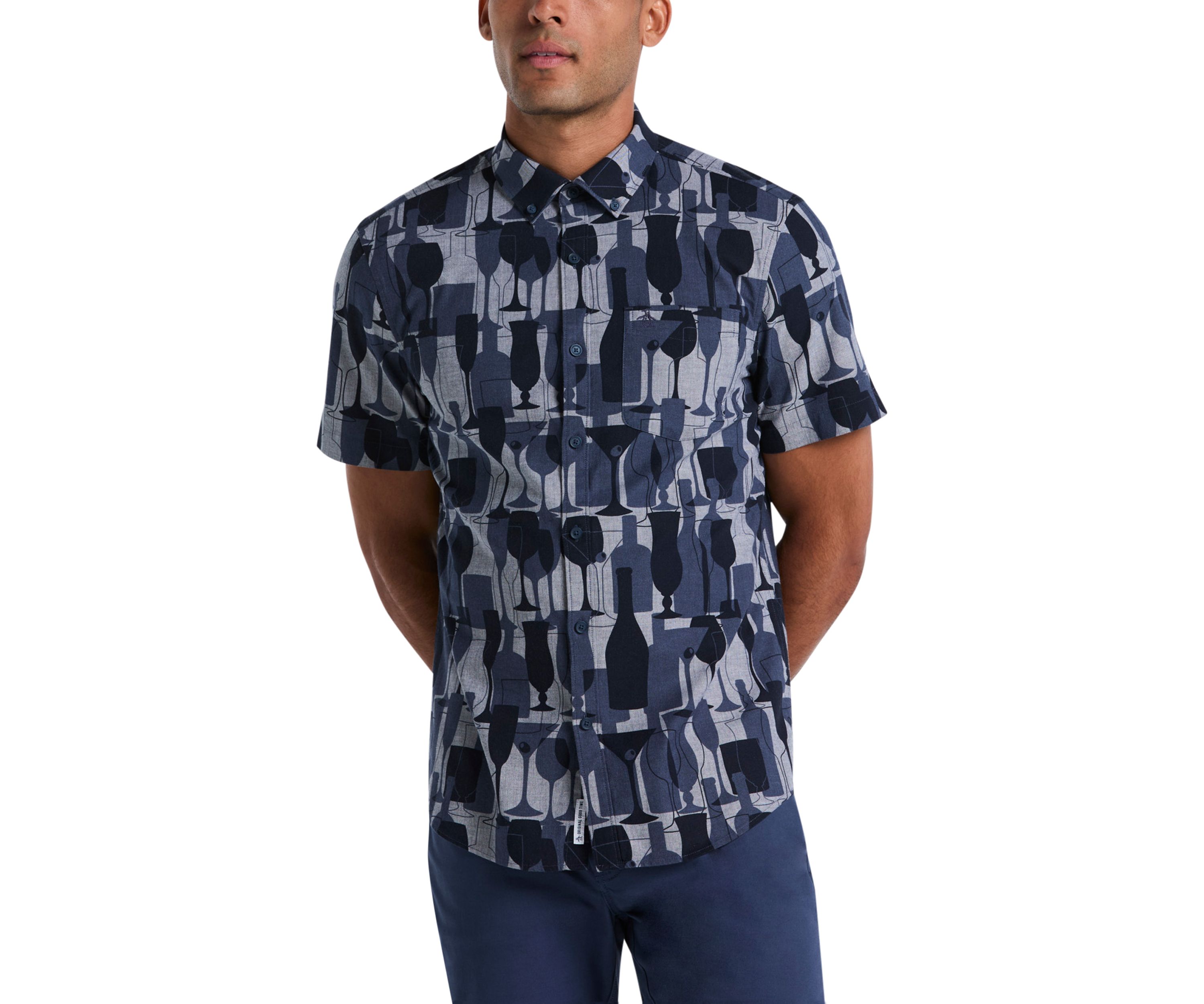 Chambray Cocktail Print Polo Shirt 