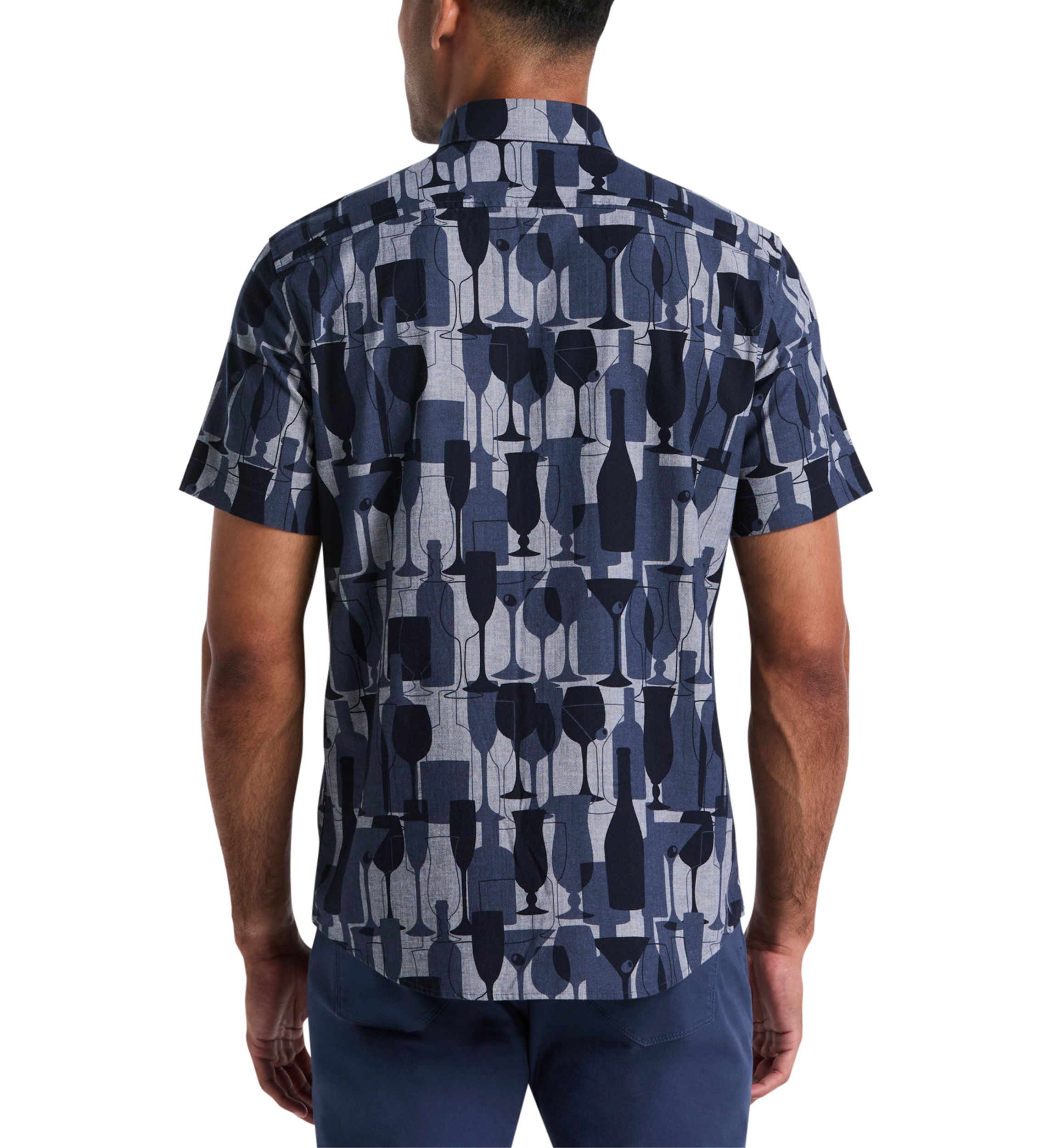 Chambray Cocktail Print Polo Shirt 