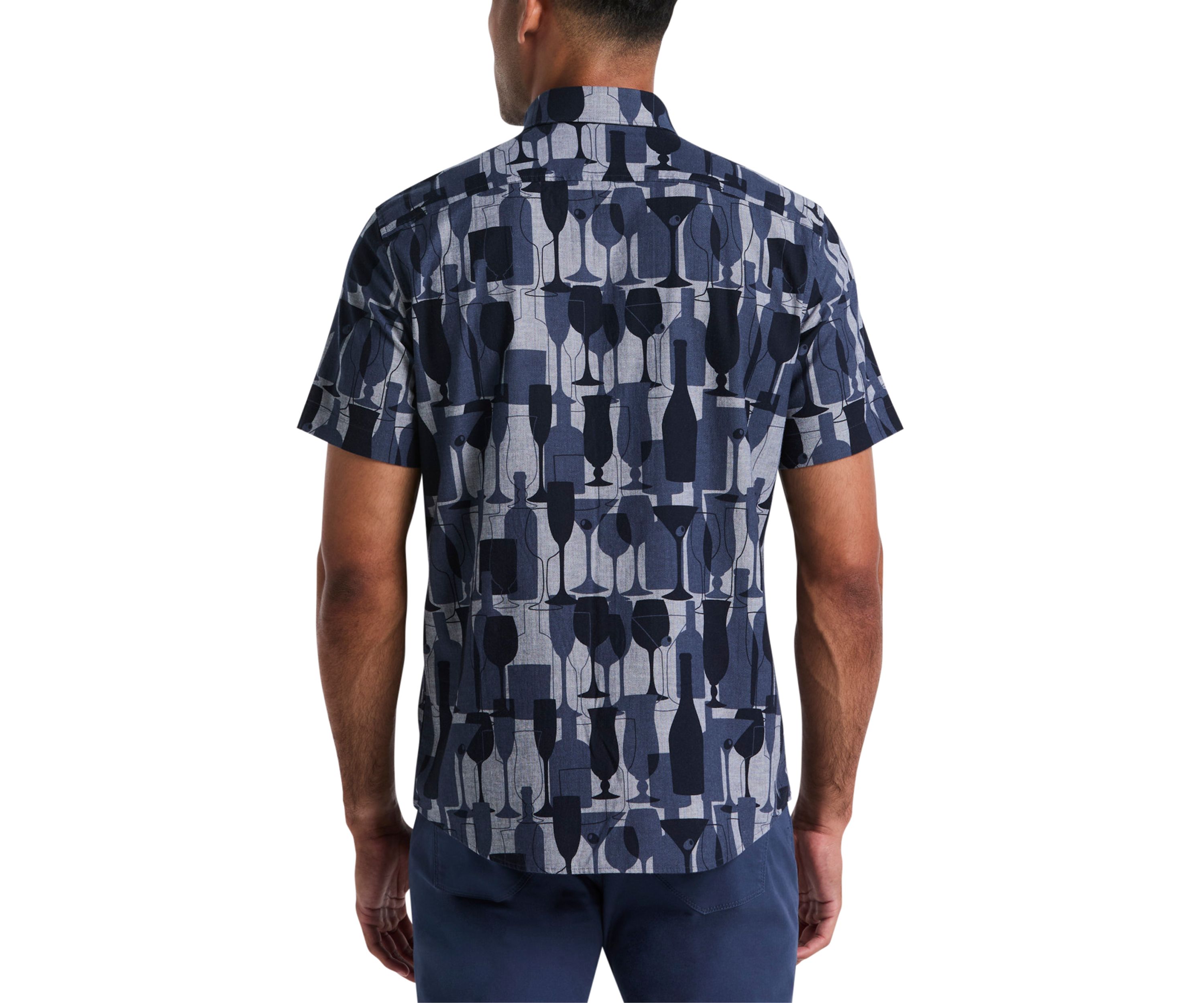 Chambray Cocktail Print Polo Shirt 