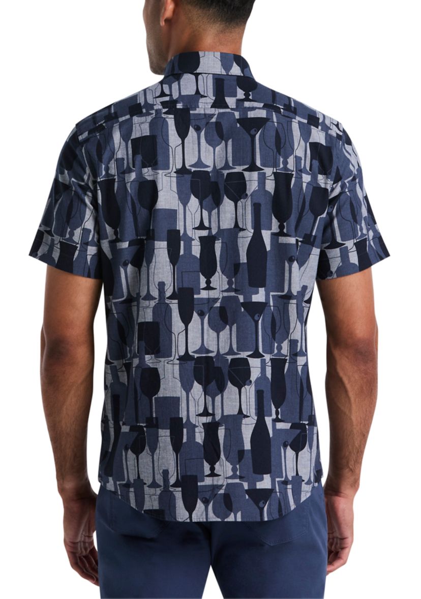 Chambray Cocktail Print Polo Shirt 