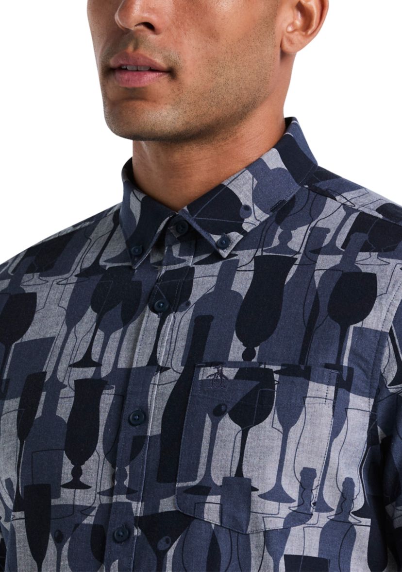 Chambray Cocktail Print Polo Shirt 