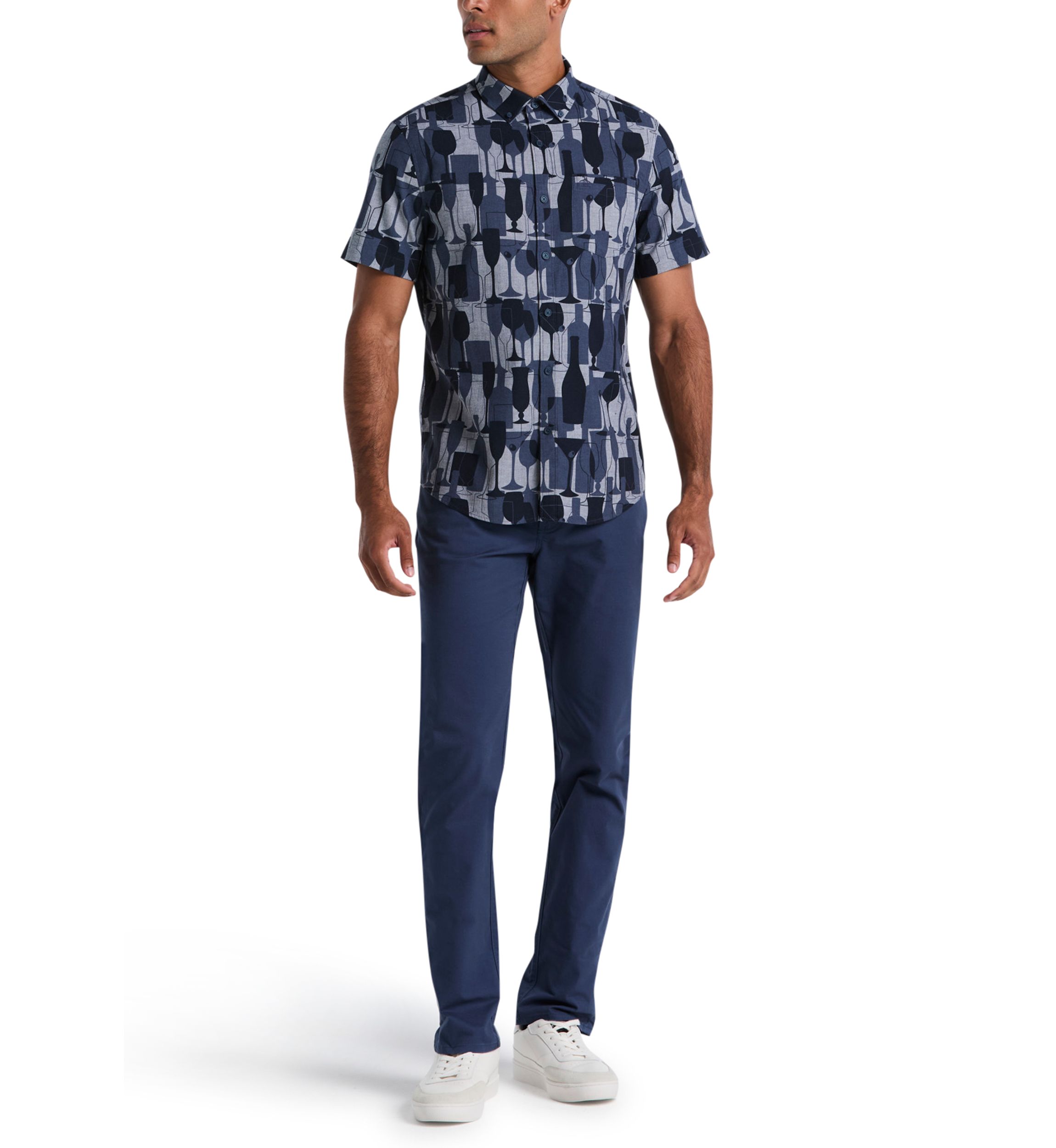 Chambray Cocktail Print Polo Shirt 