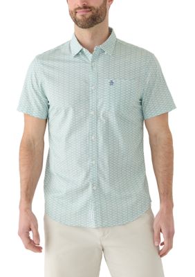 Original Penguin Men's Mini Geometric Short Sleeve Shirt