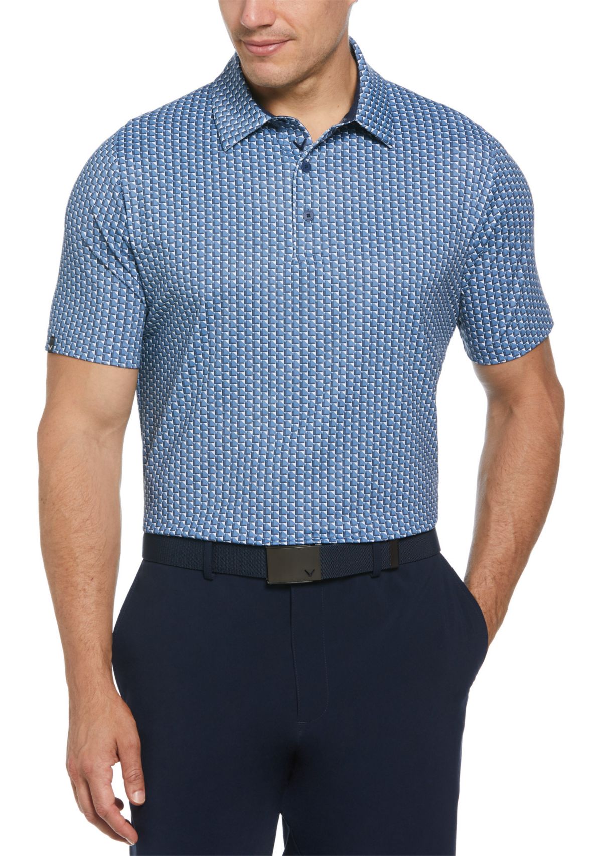 Mens Chevron Geometric Print Golf Polo Shirt