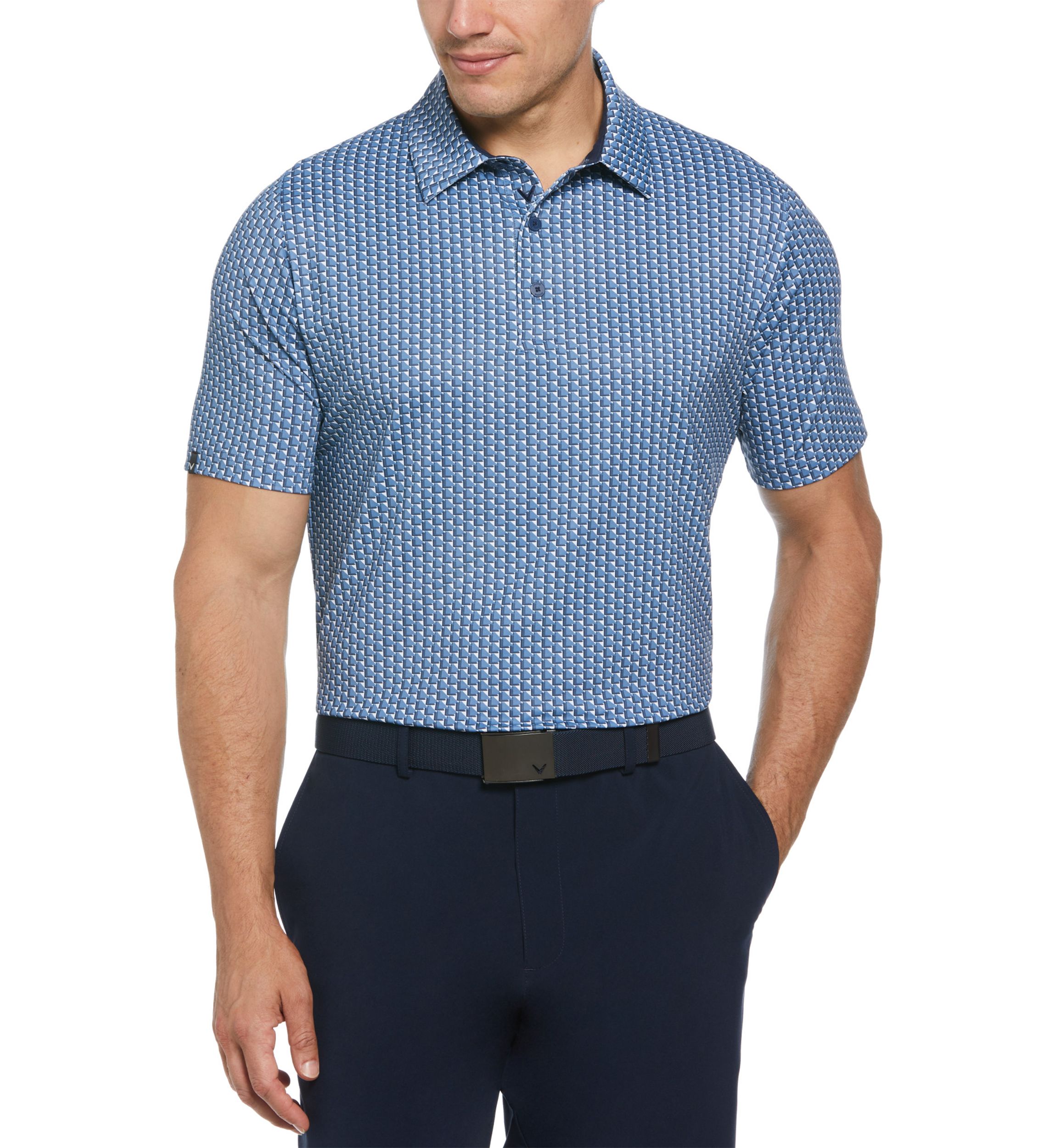 Mens Chevron Geometric Print Golf Polo Shirt