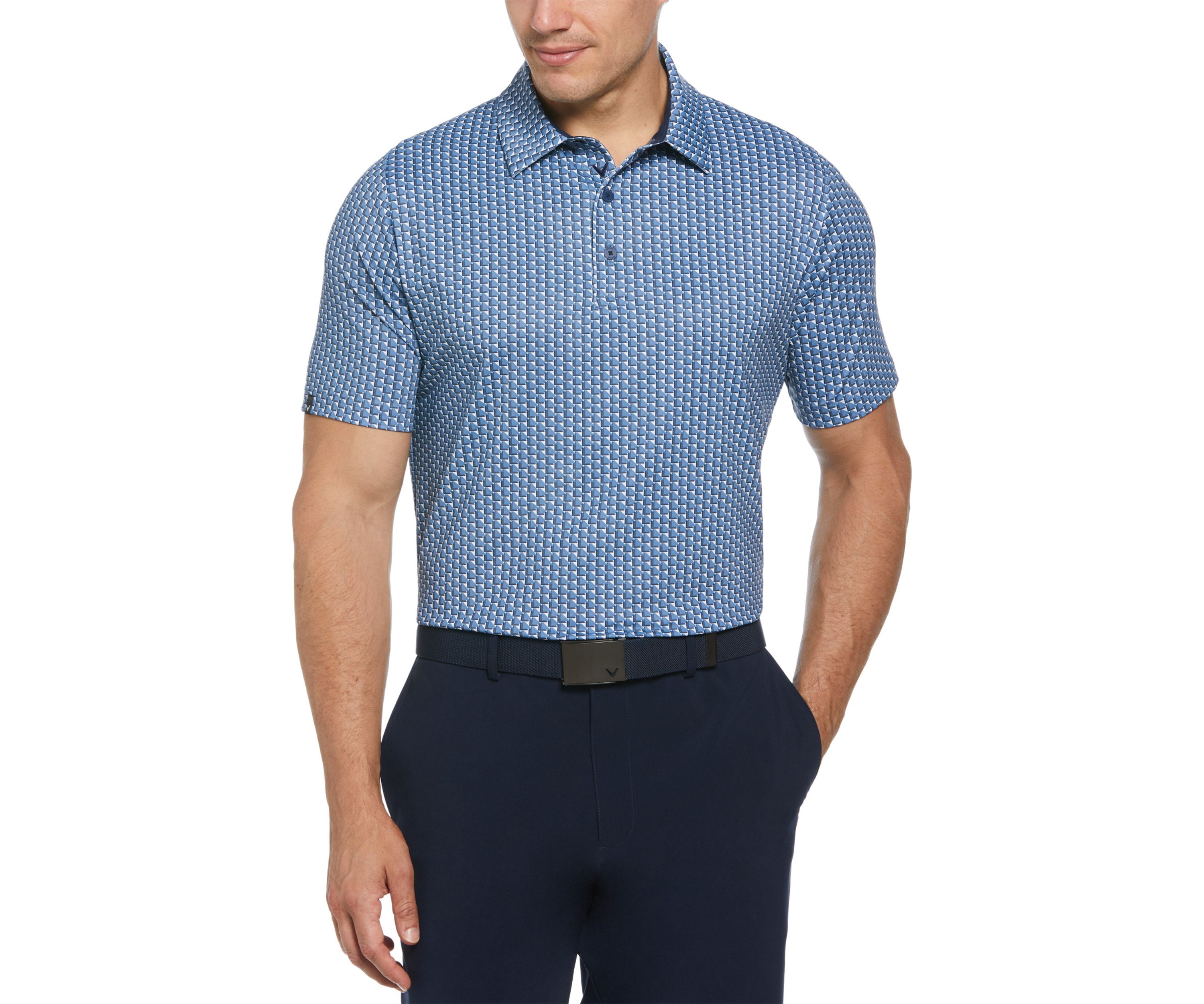 Mens Chevron Geometric Print Golf Polo Shirt