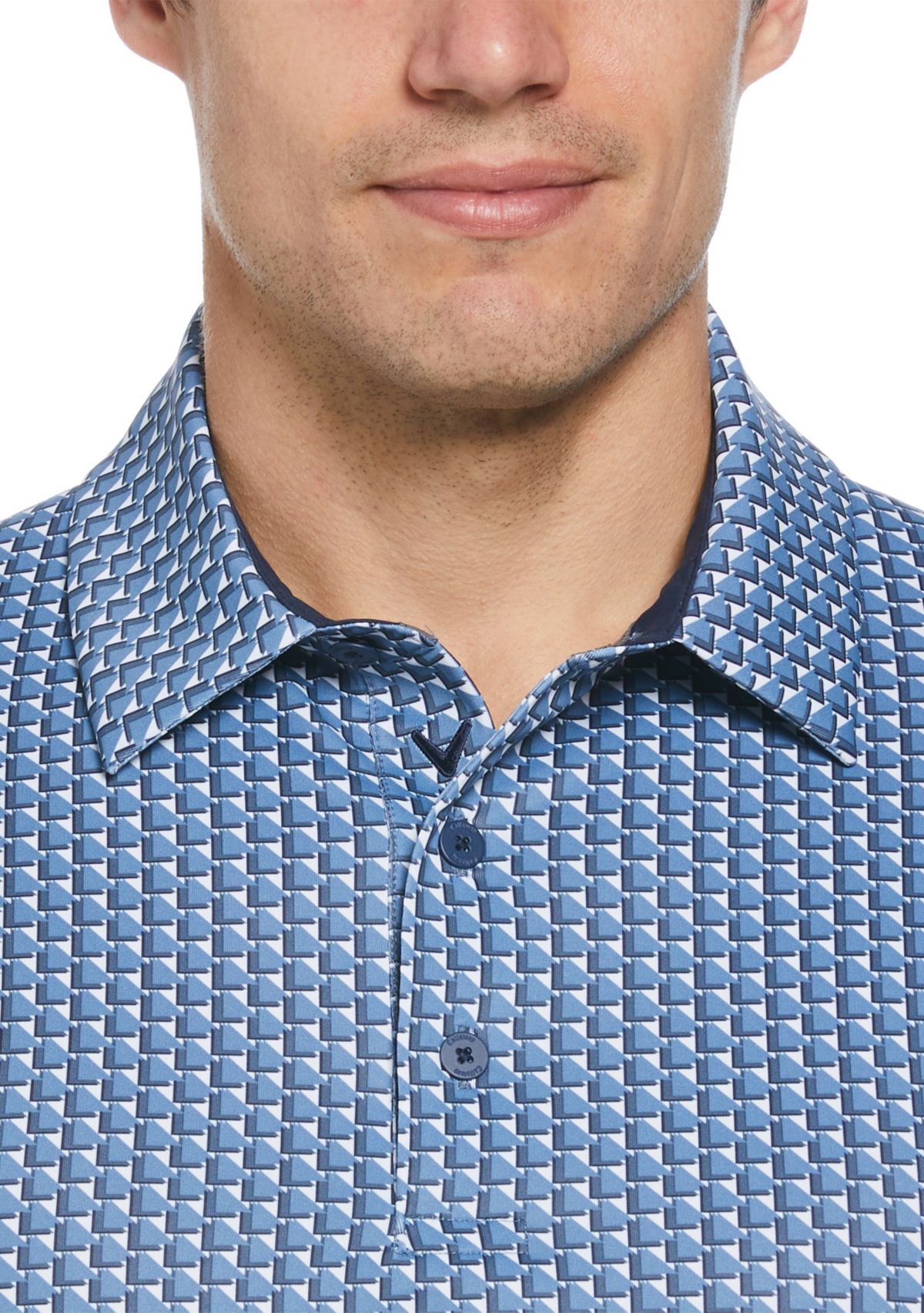 Mens Chevron Geometric Print Golf Polo Shirt