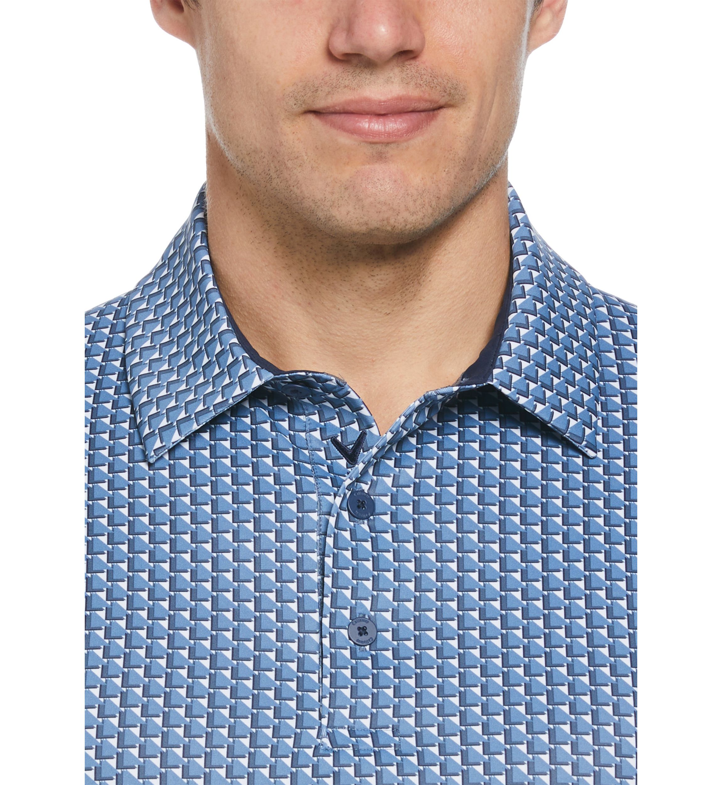 Mens Chevron Geometric Print Golf Polo Shirt
