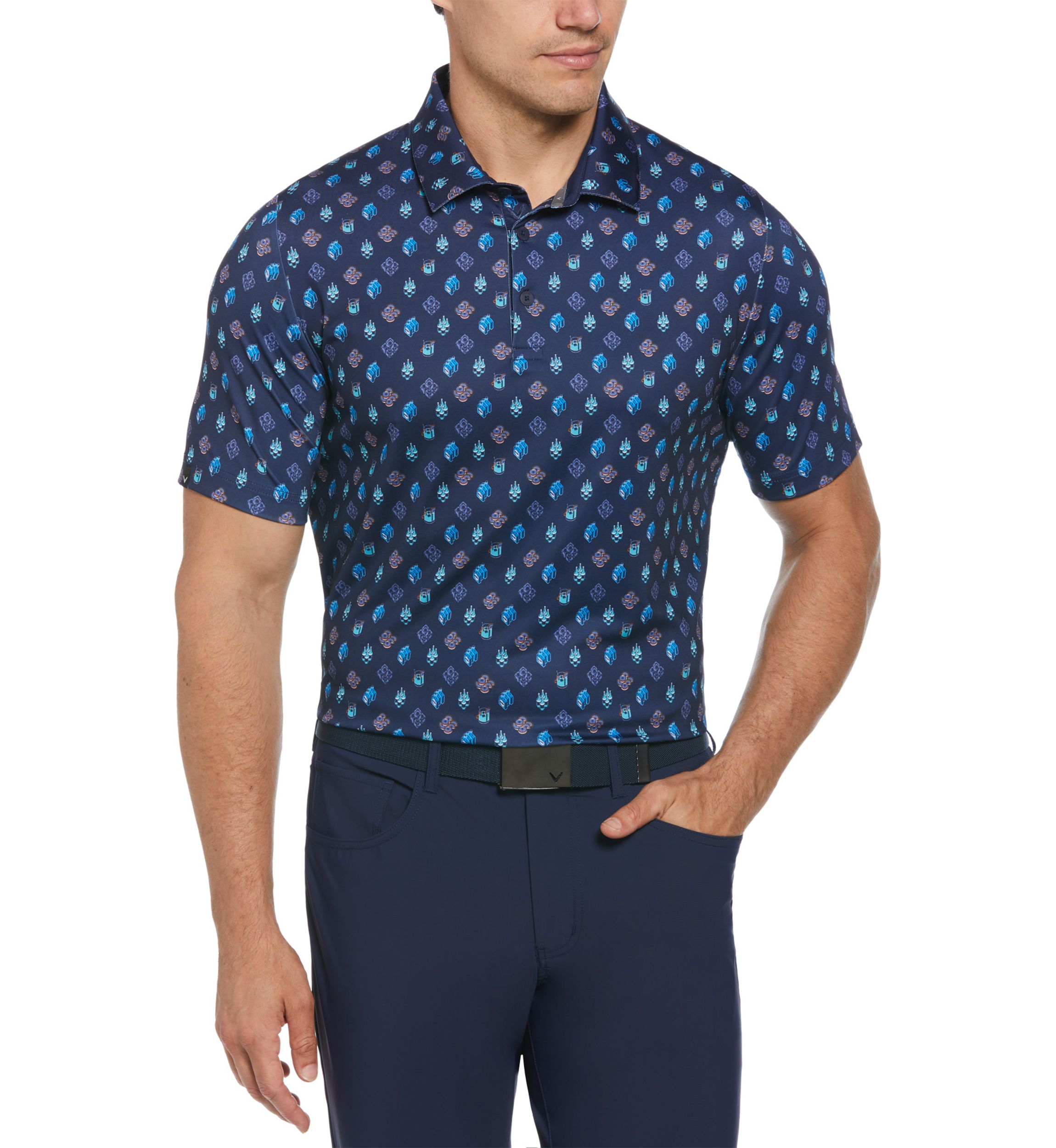 Mens Negroni Print Golf Polo Shirt