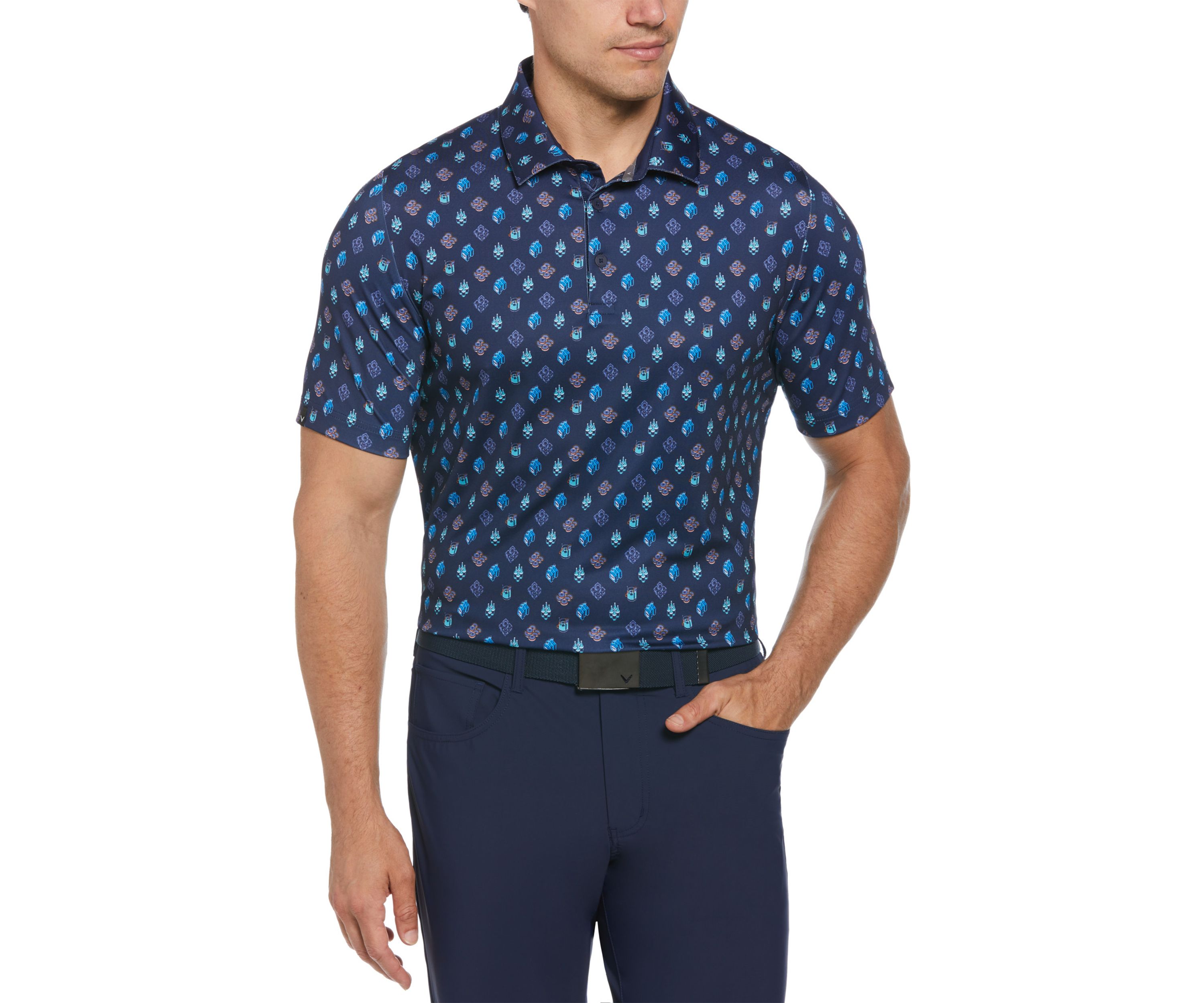 Mens Negroni Print Golf Polo Shirt