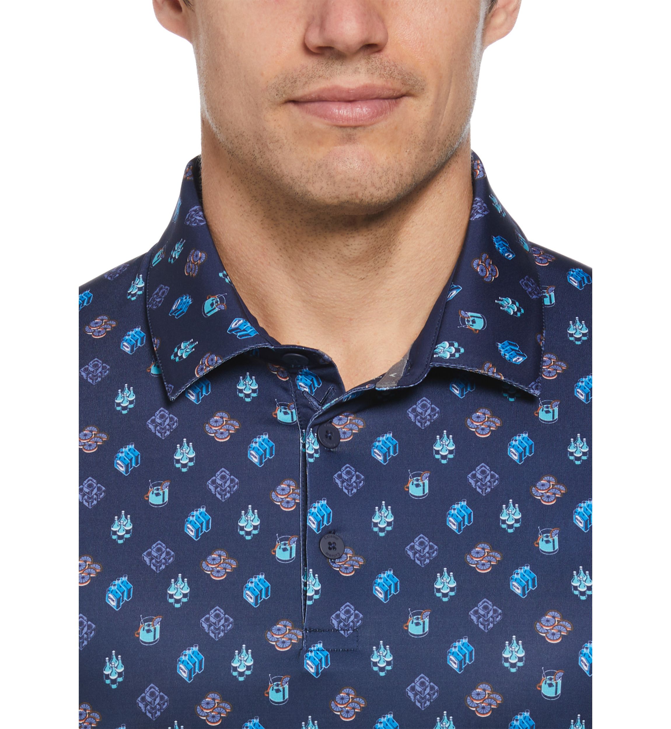 Mens Negroni Print Golf Polo Shirt