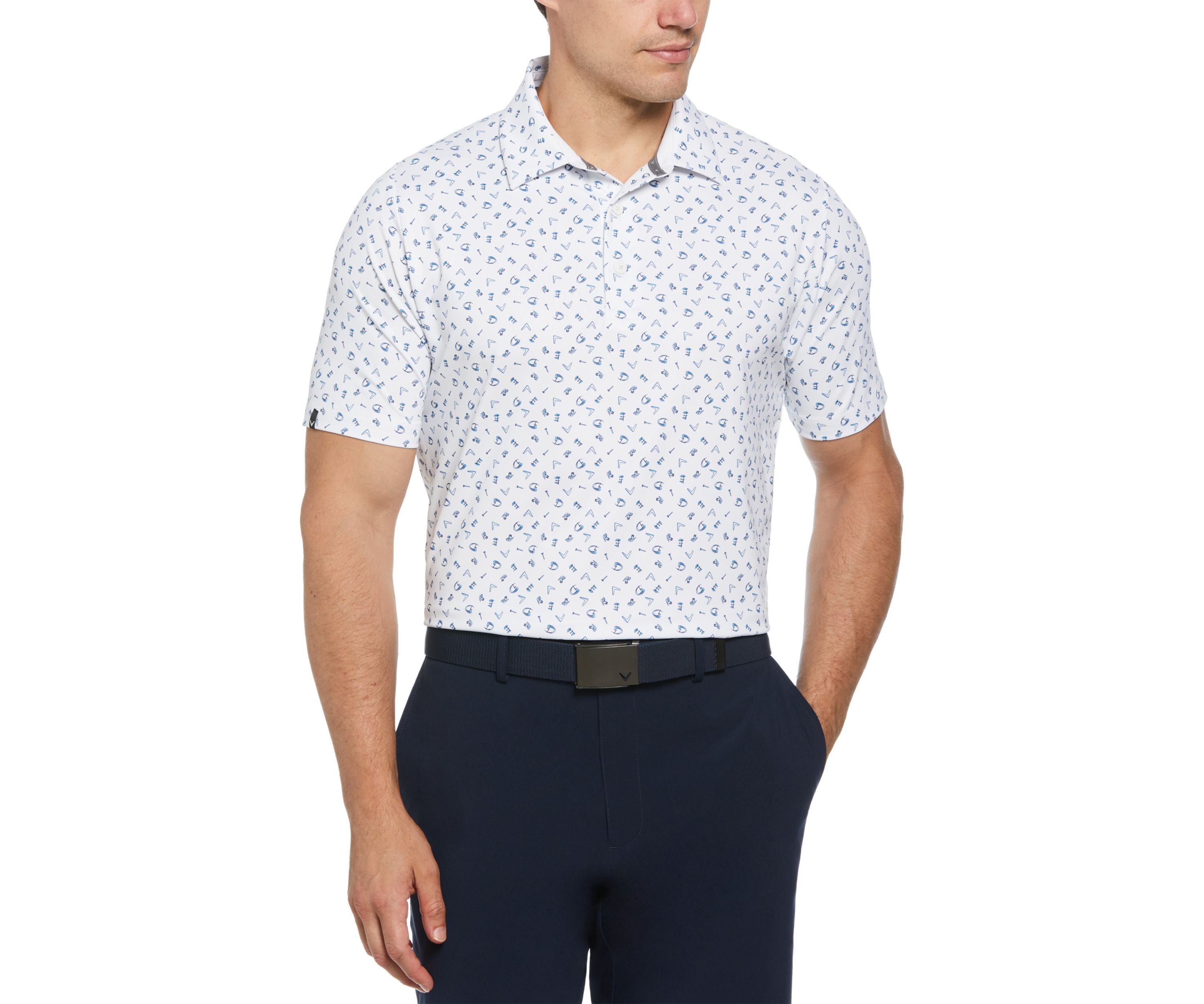 Mens Drive Print Golf Polo Shirt