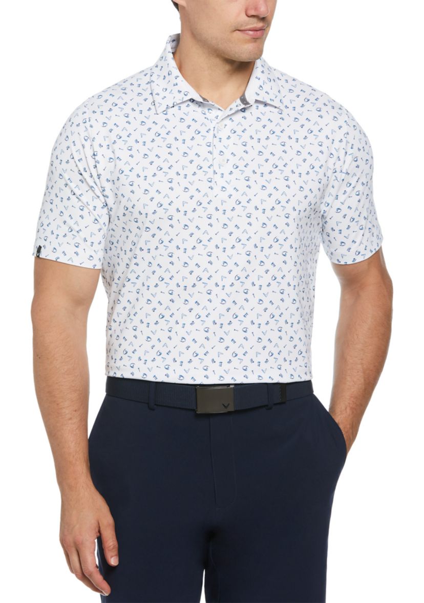 Mens Drive Print Golf Polo Shirt