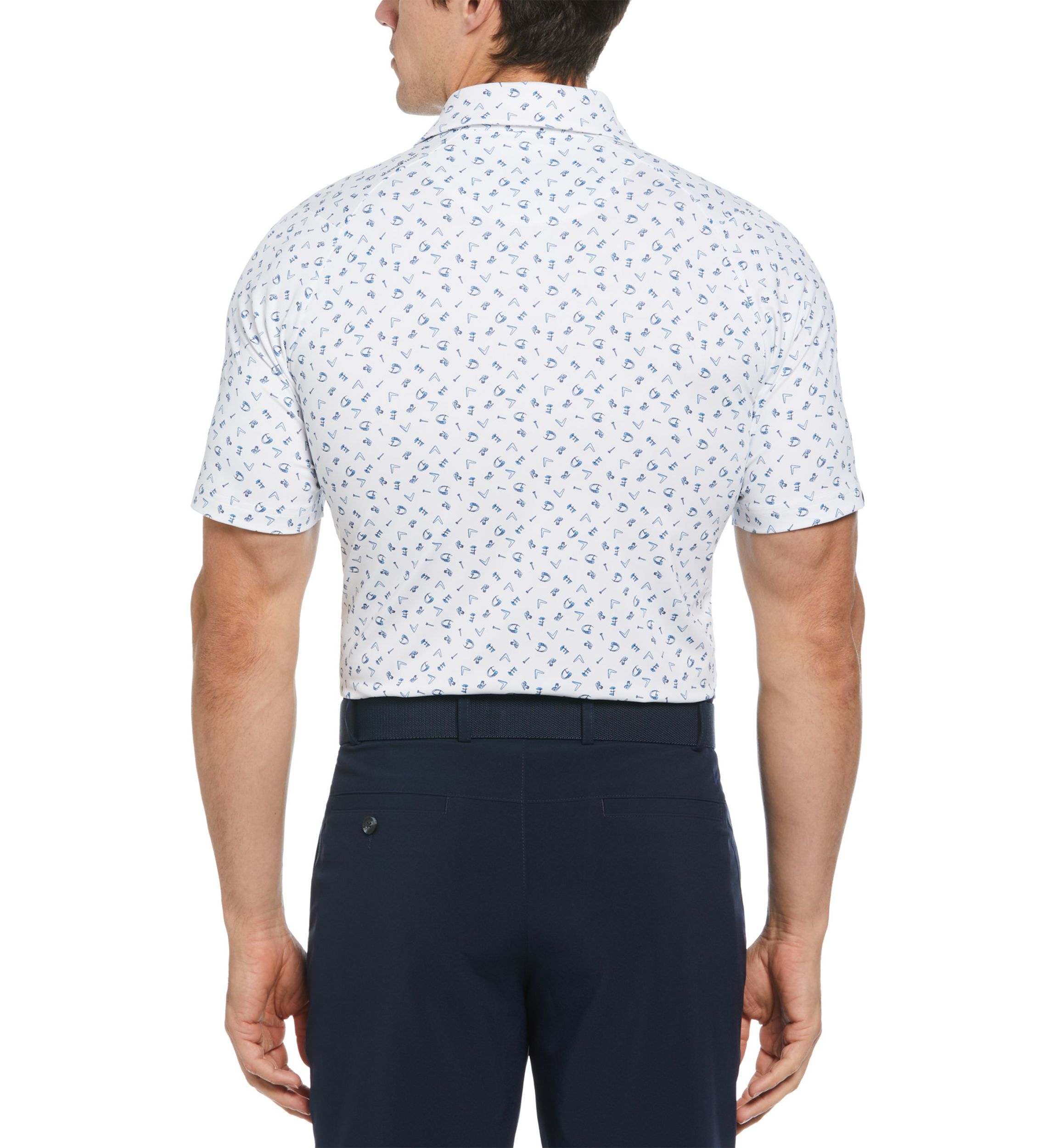 Mens Drive Print Golf Polo Shirt