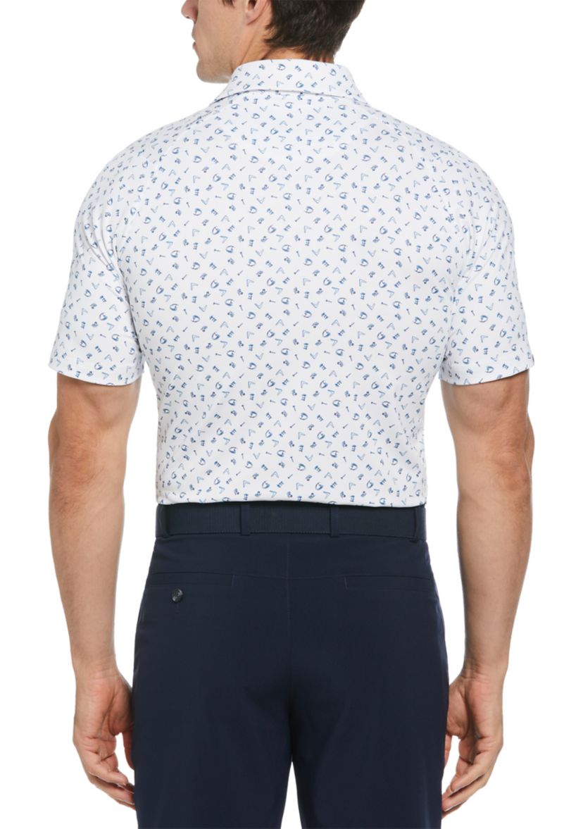 Mens Drive Print Golf Polo Shirt