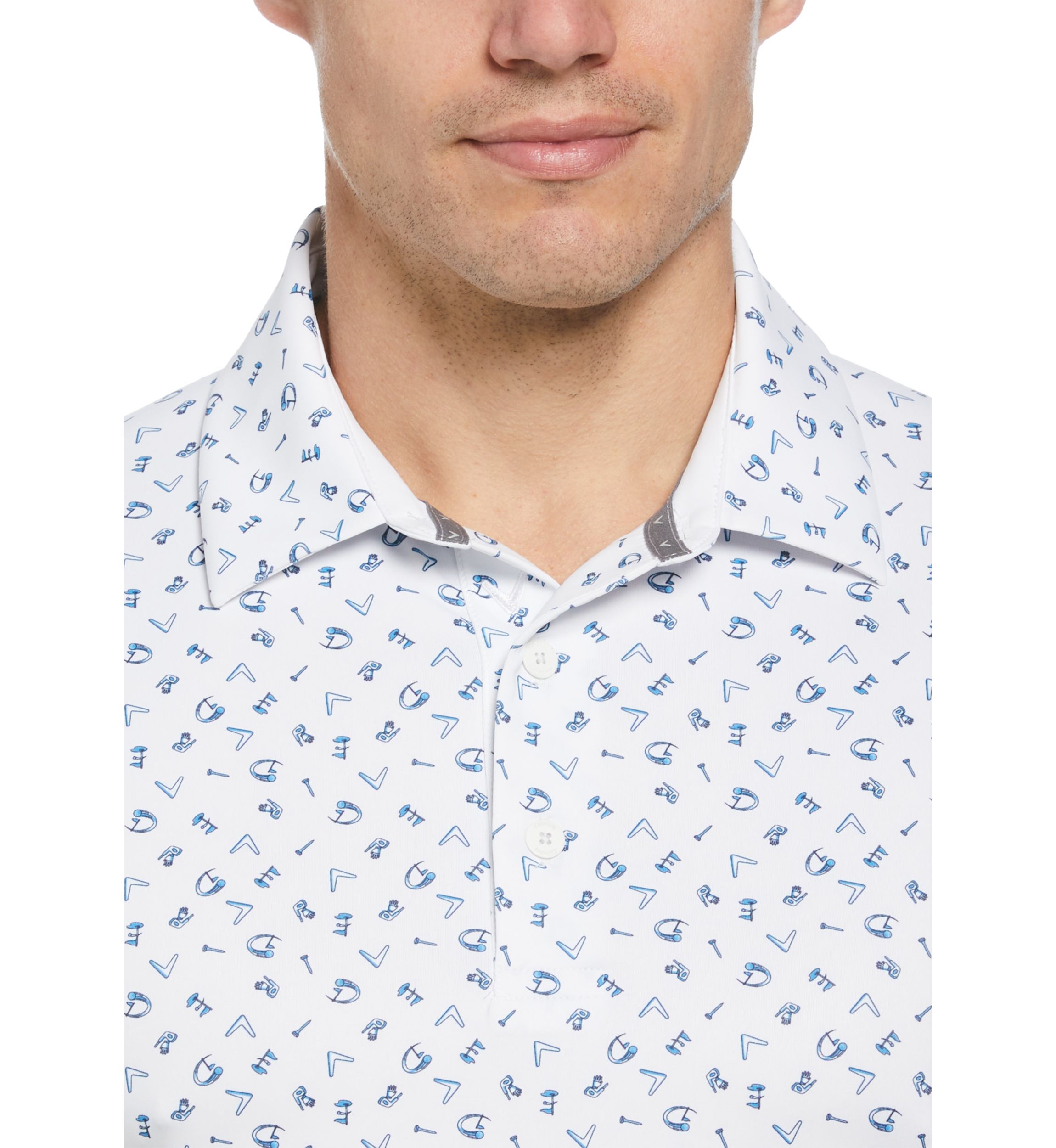 Mens Drive Print Golf Polo Shirt