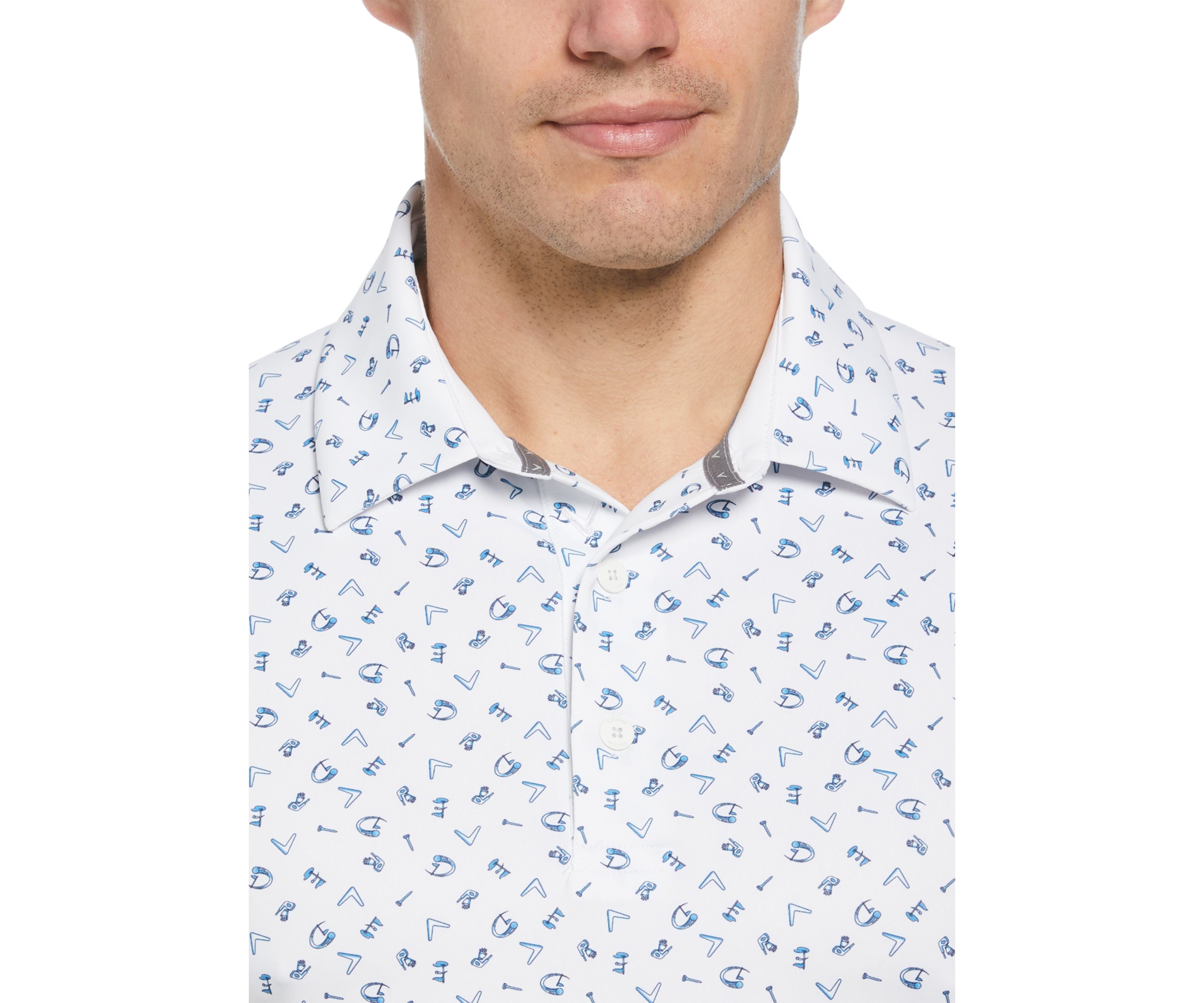 Mens Drive Print Golf Polo Shirt