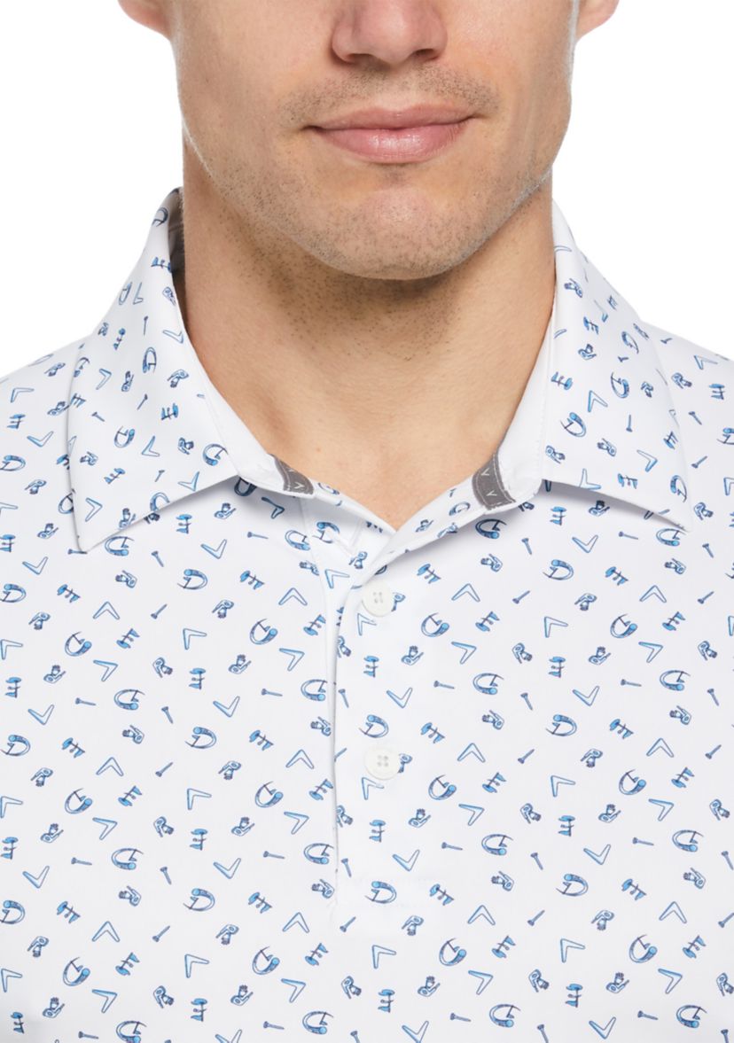 Mens Drive Print Golf Polo Shirt