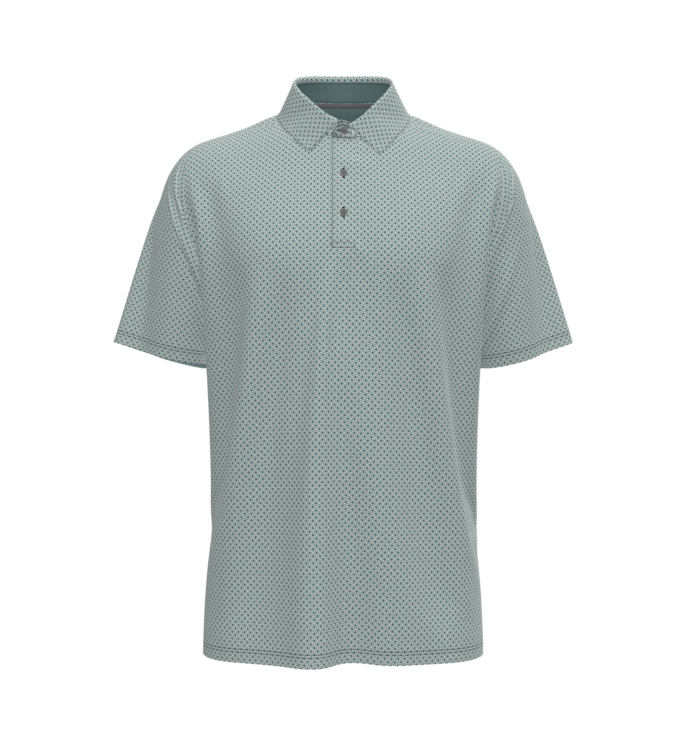 Mens Textured Chevron Print Polo Shirt