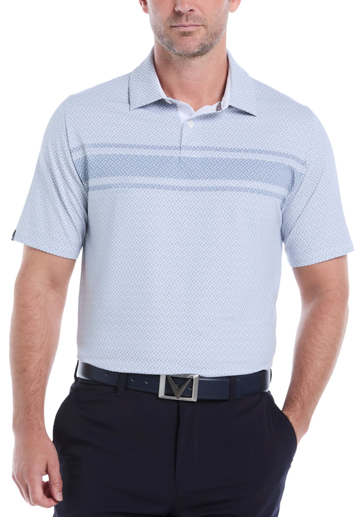 Triple Track Geo Print Polo Shirt 