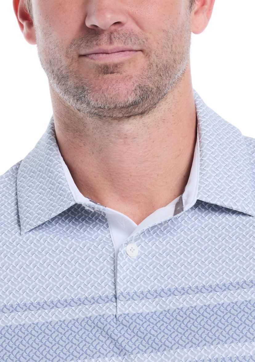 Triple Track Geo Print Polo Shirt 