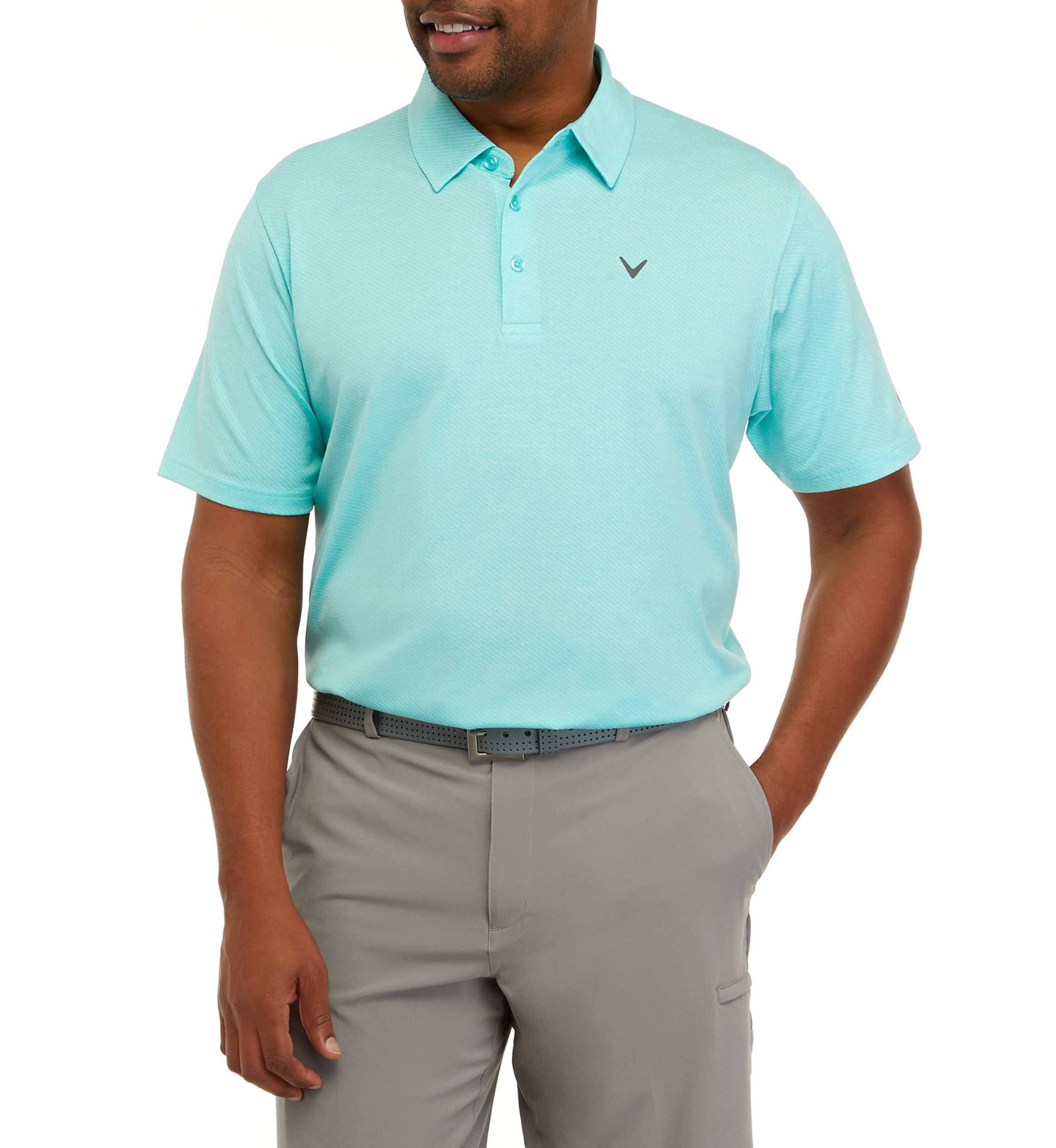 Big & Tall Ventilated Heather Jacquard Short Sleeve Golf Polo Shirt